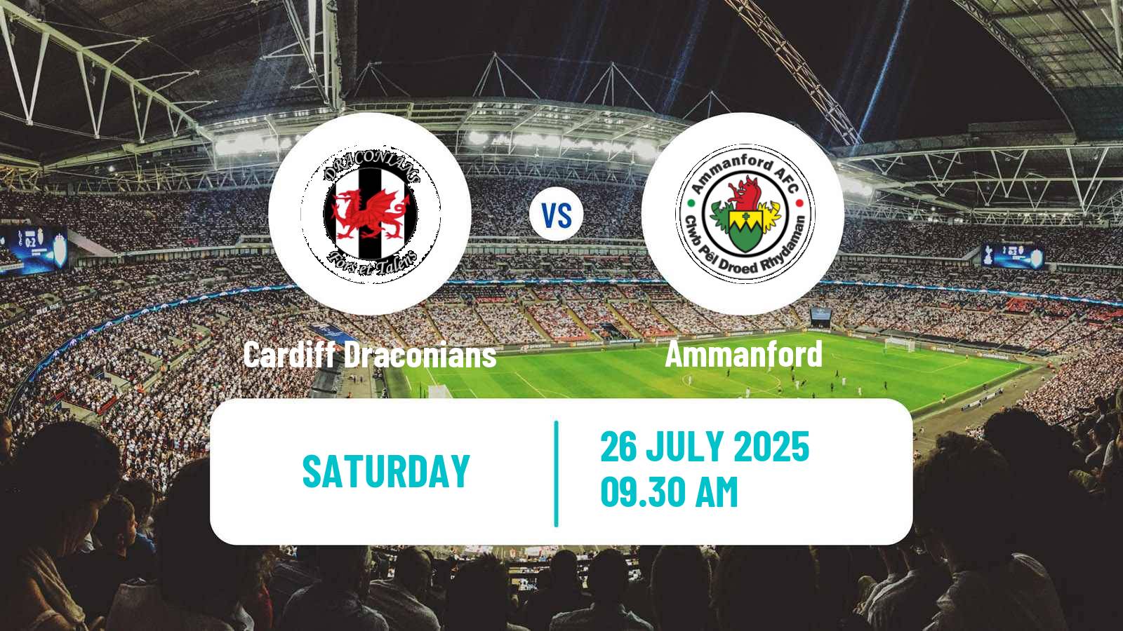 Football Welsh Cymru South Cardiff Draconians - Ammanford