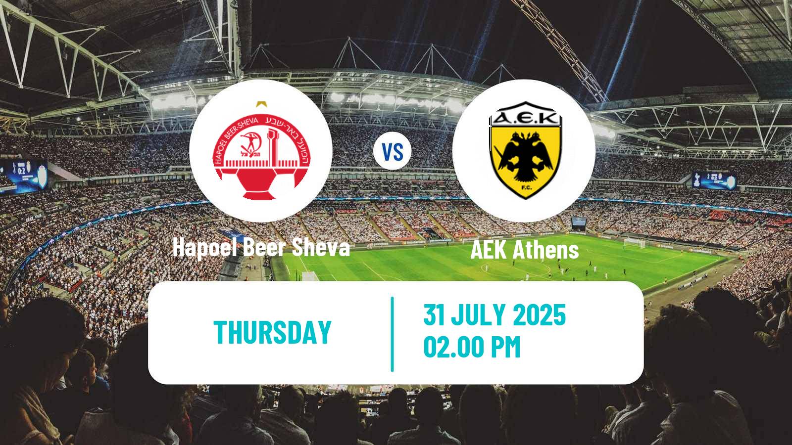 Football UEFA Europa Conference League Hapoel Beer Sheva - AEK Athens