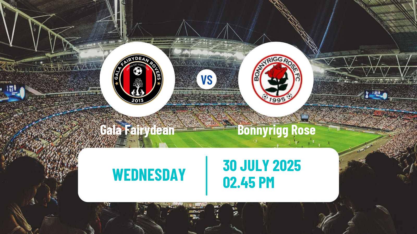 Football Scottish Lowland League Gala Fairydean - Bonnyrigg Rose