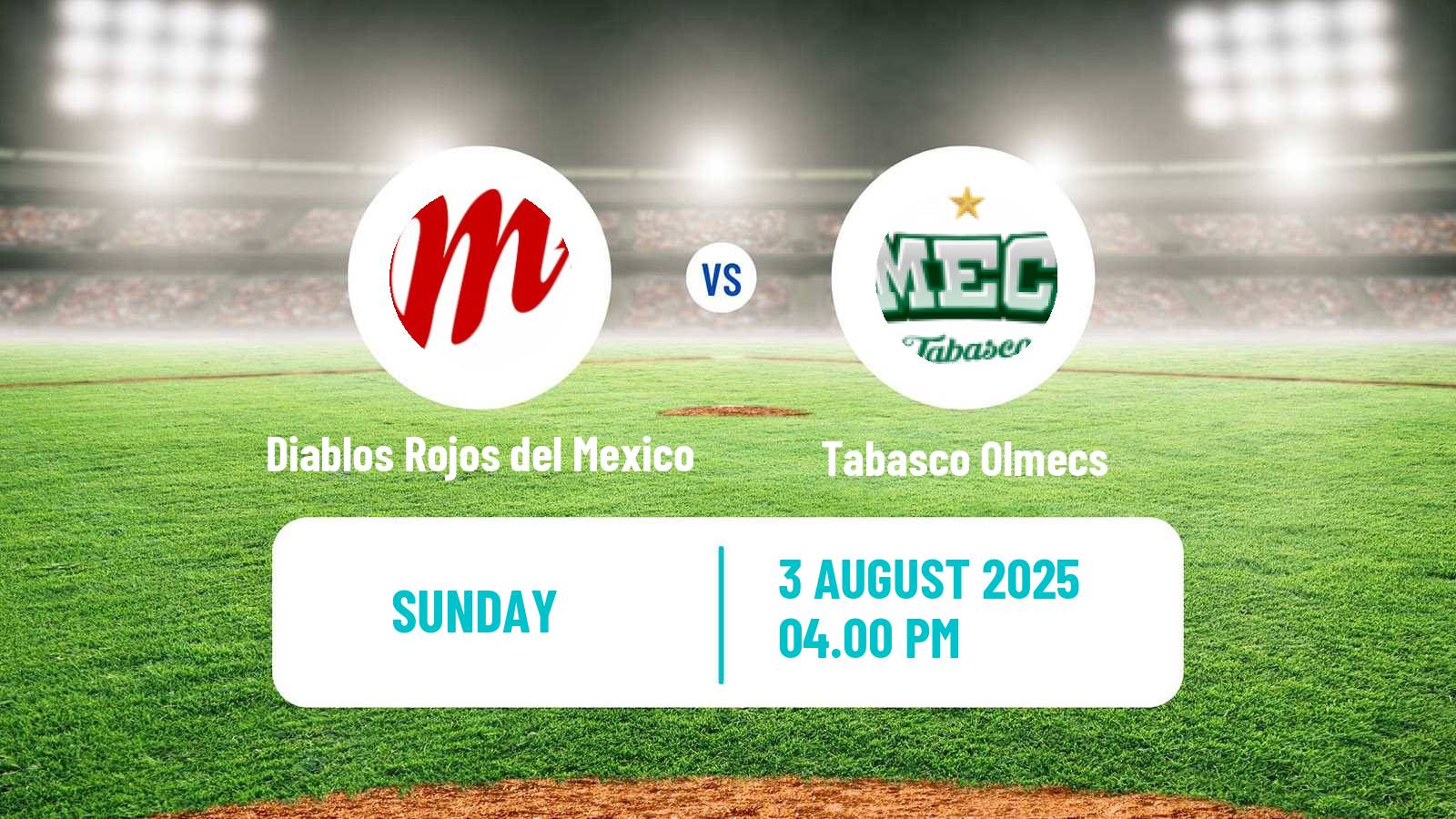 Baseball LMB Diablos Rojos del Mexico - Tabasco Olmecs