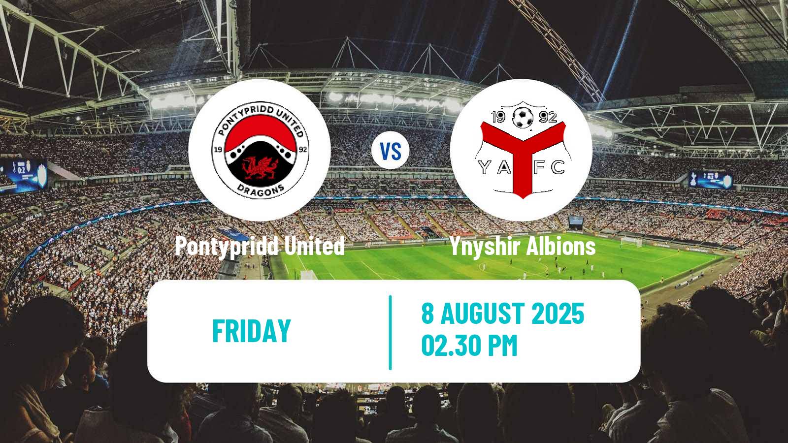 Football Welsh Cymru South Pontypridd United - Ynyshir Albions