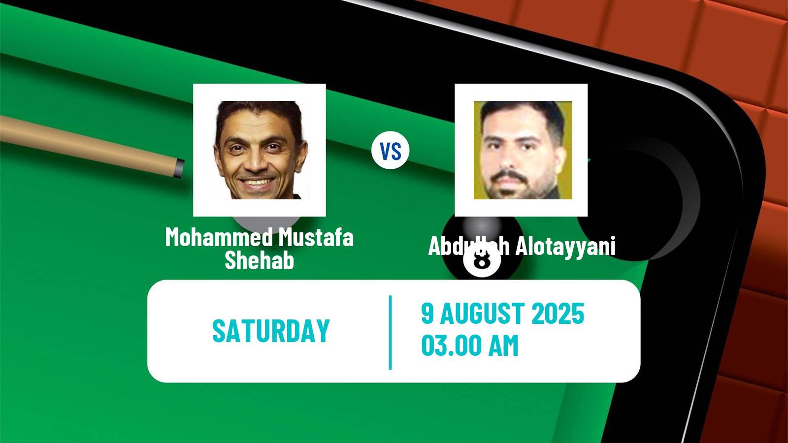 Snooker Saudi Arabia Masters Mohammed Mustafa Shehab - Abdullah Alotayyani