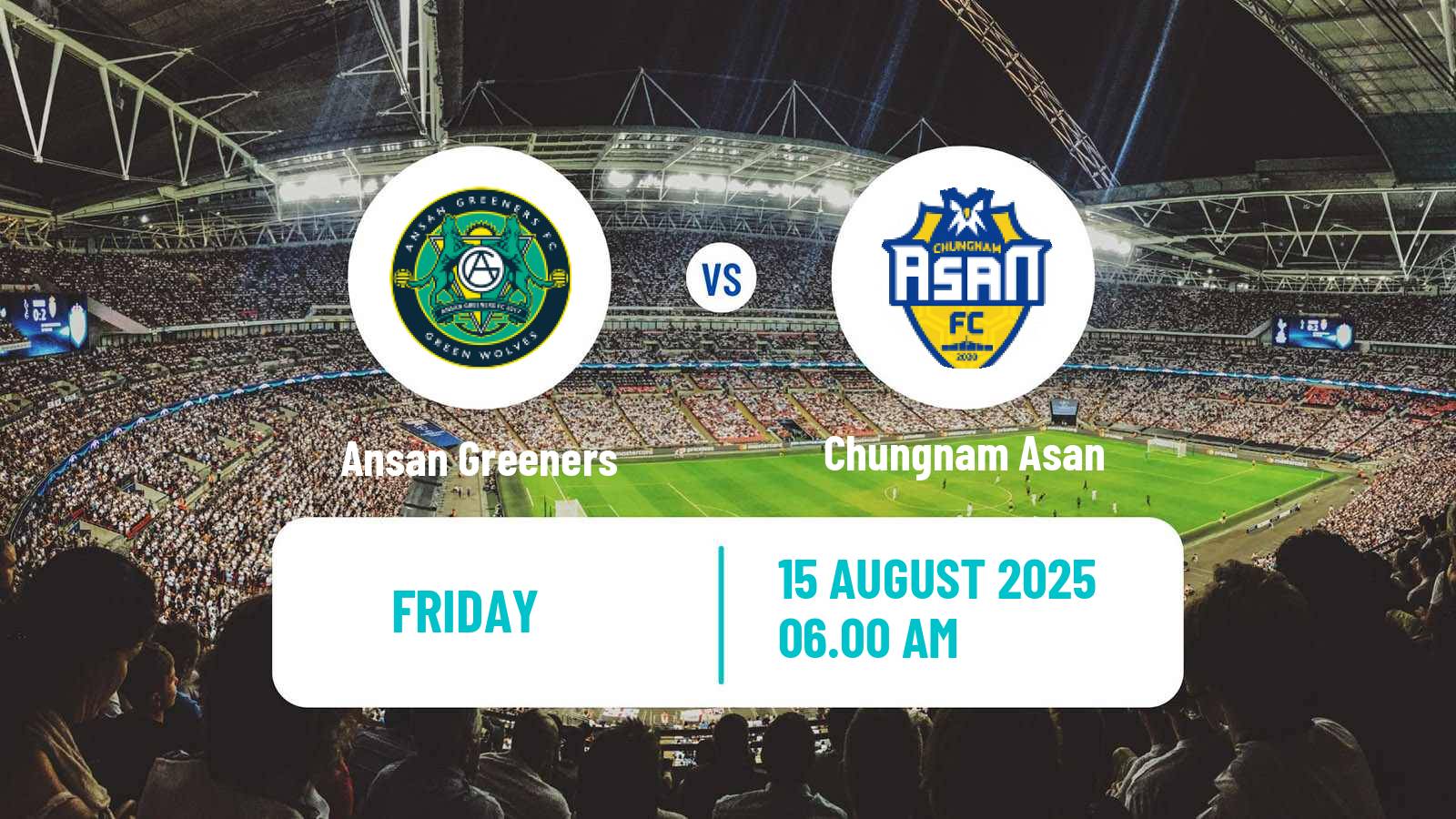 Football South Korean K-League 2 Ansan Greeners - Chungnam Asan