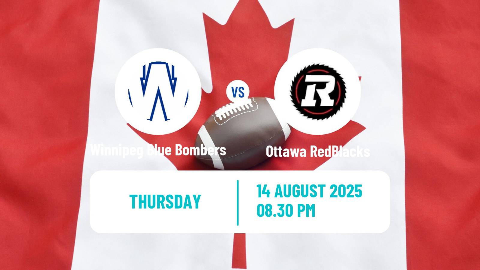 Canadian football CFL Winnipeg Blue Bombers - Ottawa RedBlacks