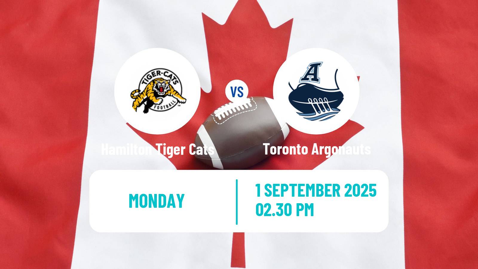 Canadian football CFL Hamilton Tiger Cats - Toronto Argonauts