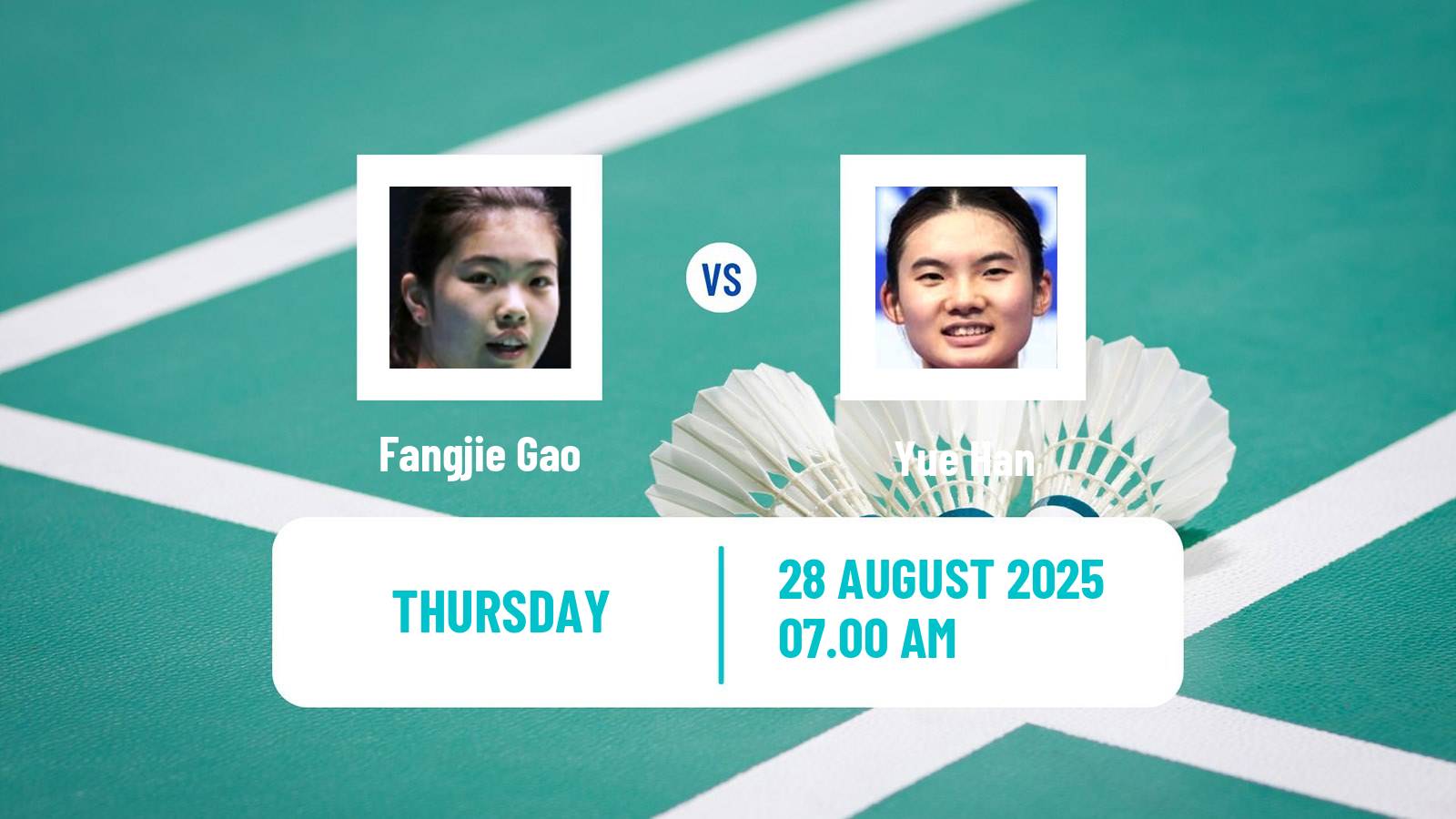 Badminton BWF World Championships Women Fangjie Gao - Yue Han