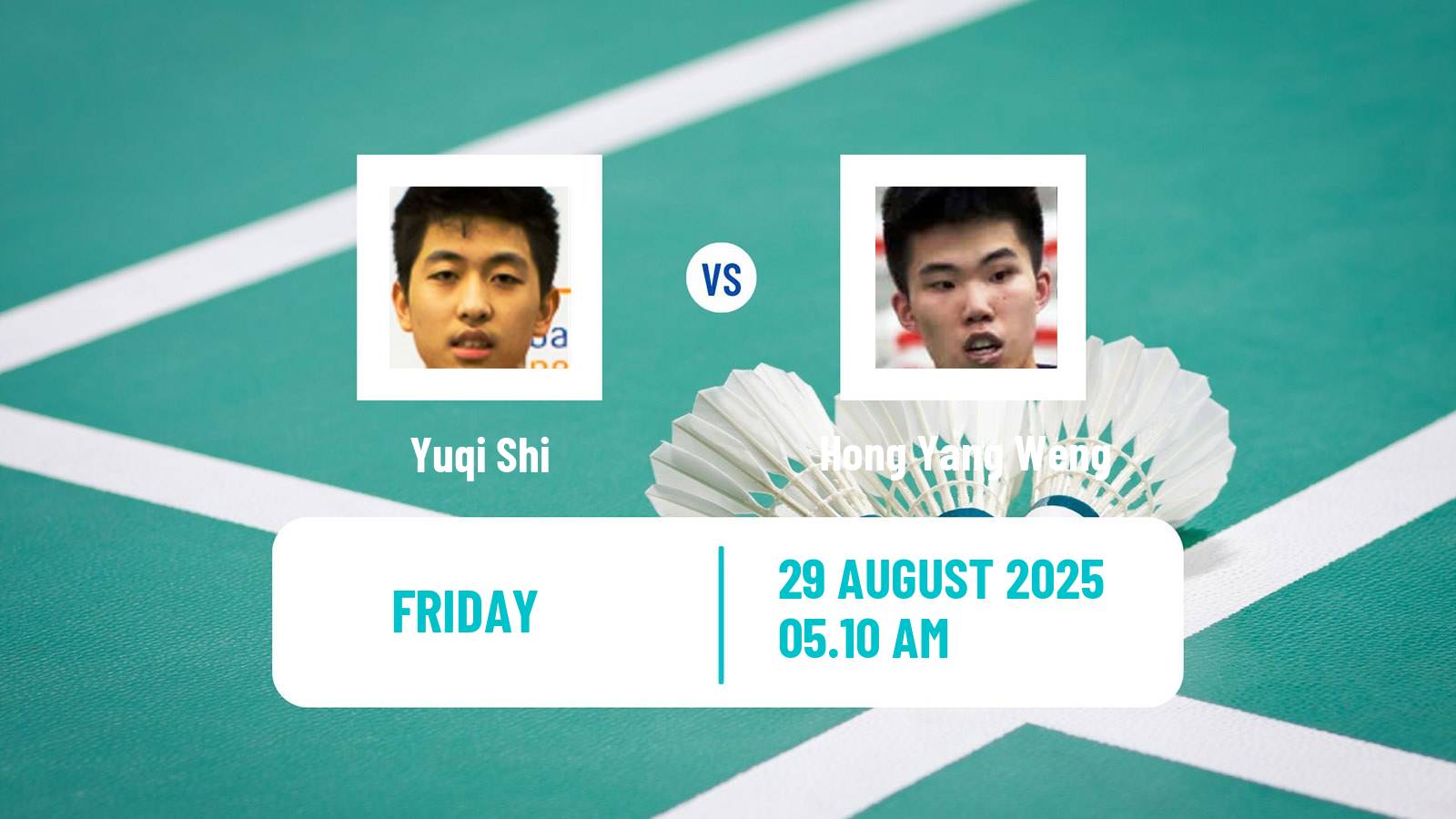 Badminton BWF World Championships Men Yuqi Shi - Hong Yang Weng