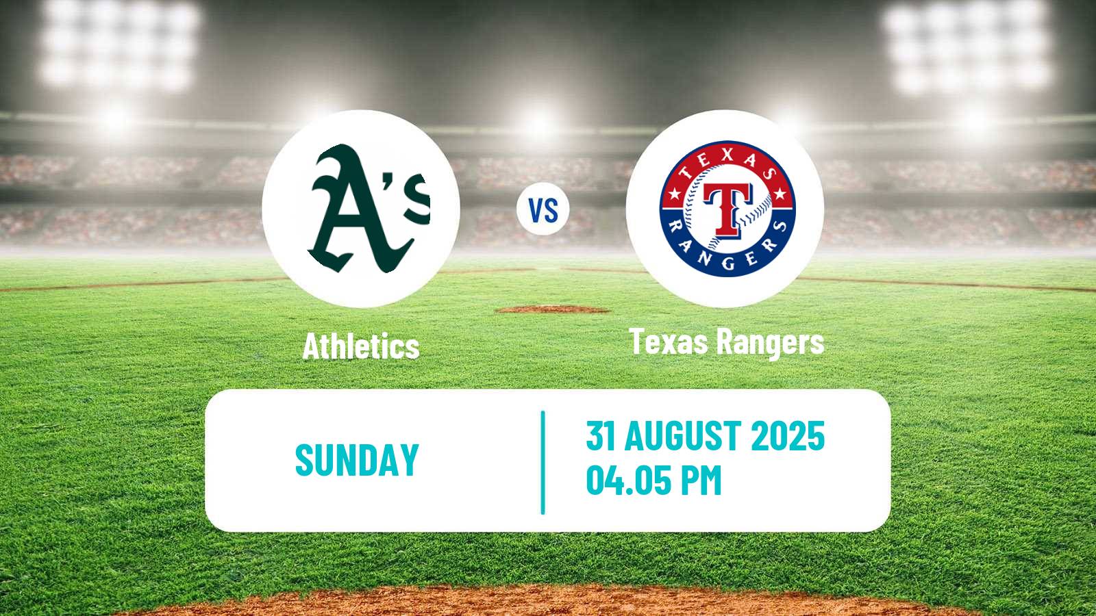 Baseball MLB Athletics - Texas Rangers