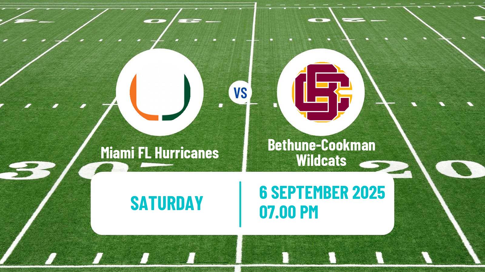 American football NCAA College Football Miami FL Hurricanes - Bethune-Cookman Wildcats
