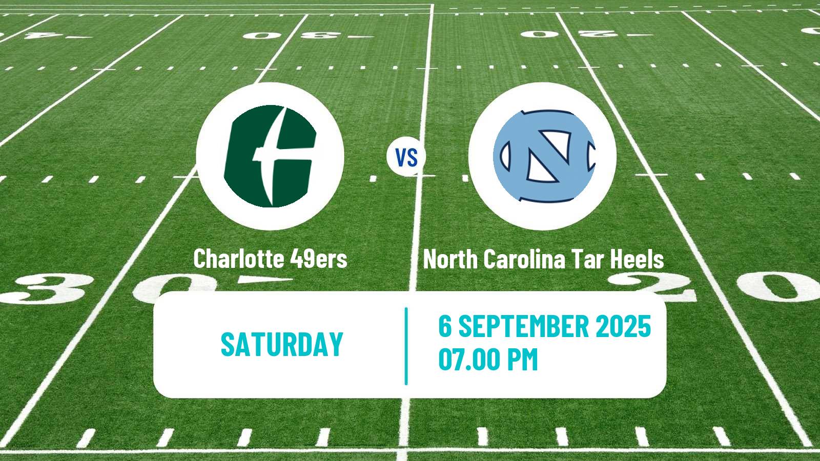 American football NCAA College Football Charlotte 49ers - North Carolina Tar Heels