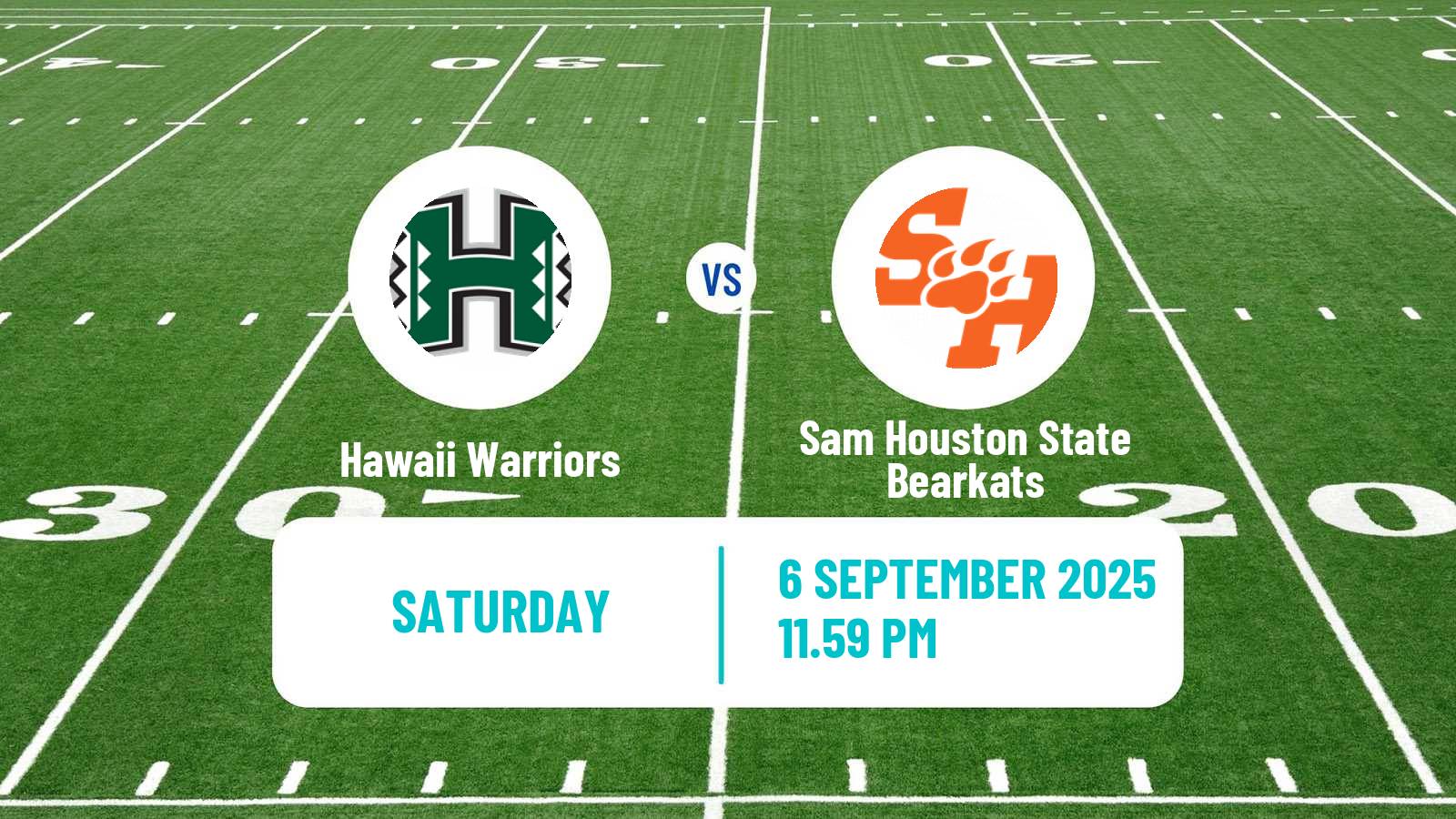 American football NCAA College Football Hawaii Warriors - Sam Houston State Bearkats