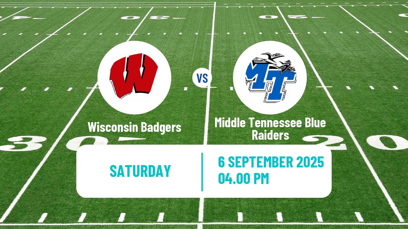 American football NCAA College Football Wisconsin Badgers - Middle Tennessee Blue Raiders