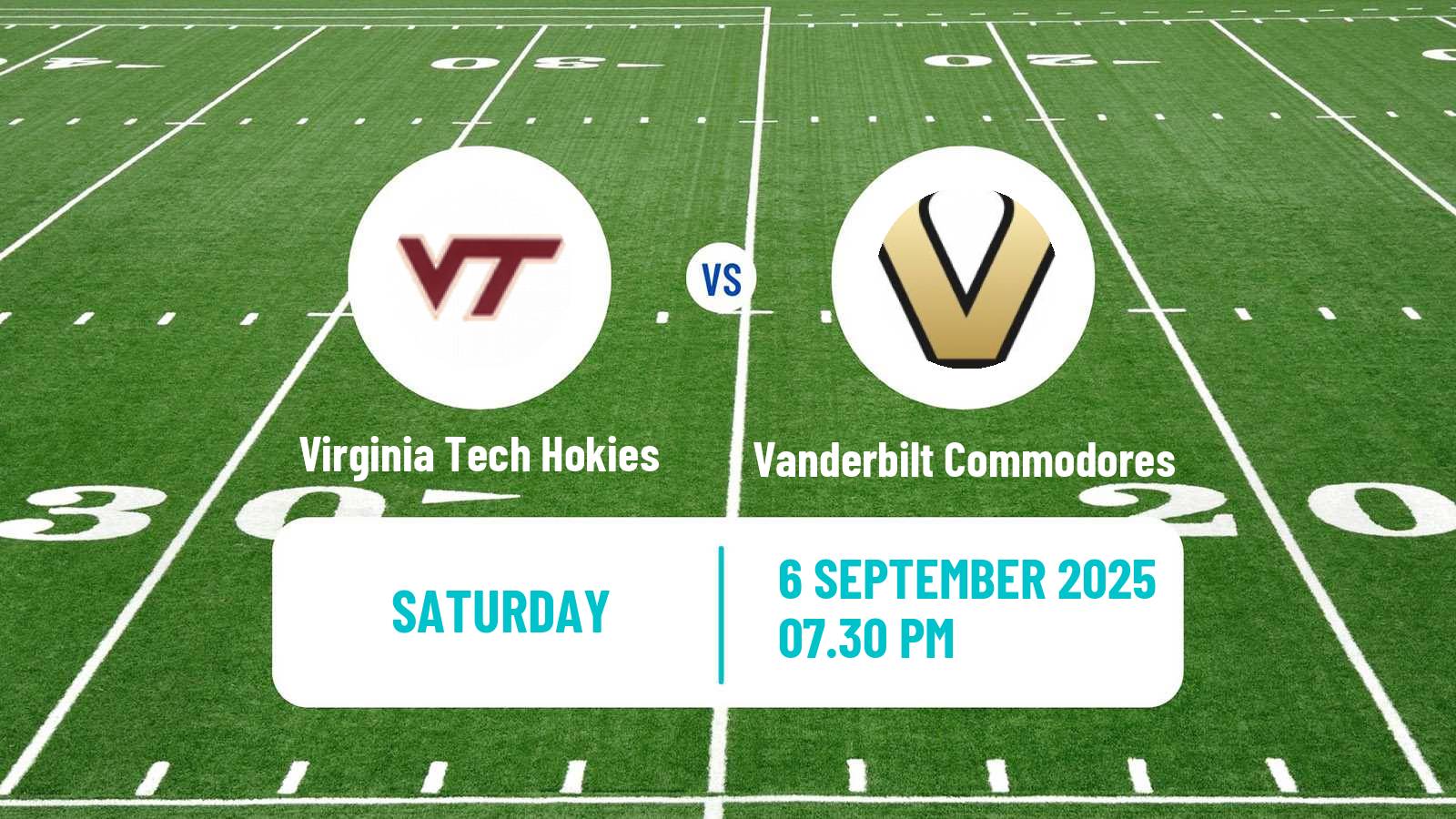 American football NCAA College Football Virginia Tech Hokies - Vanderbilt Commodores