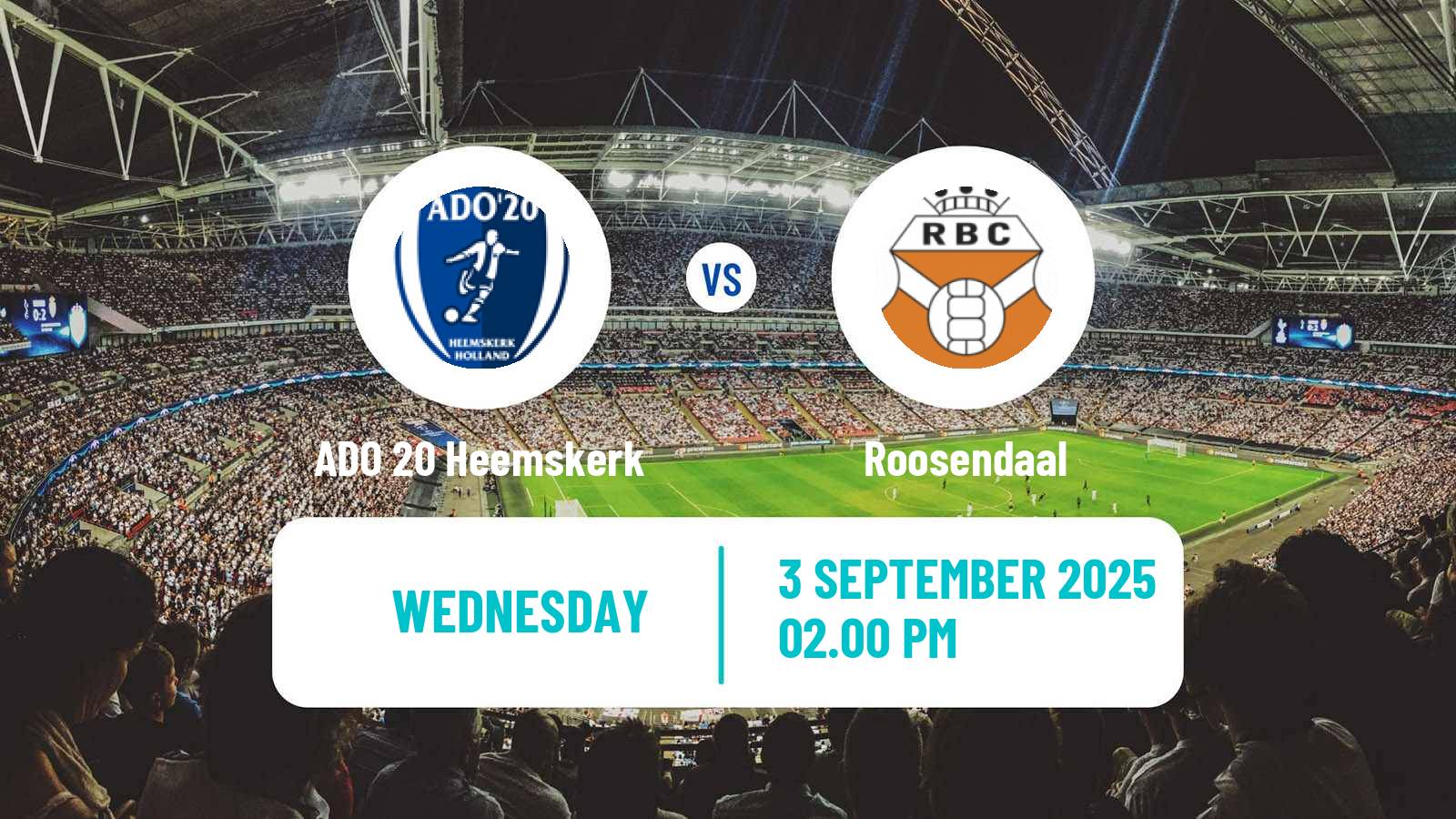 Football Dutch KNVB Beker ADO 20 Heemskerk - Roosendaal