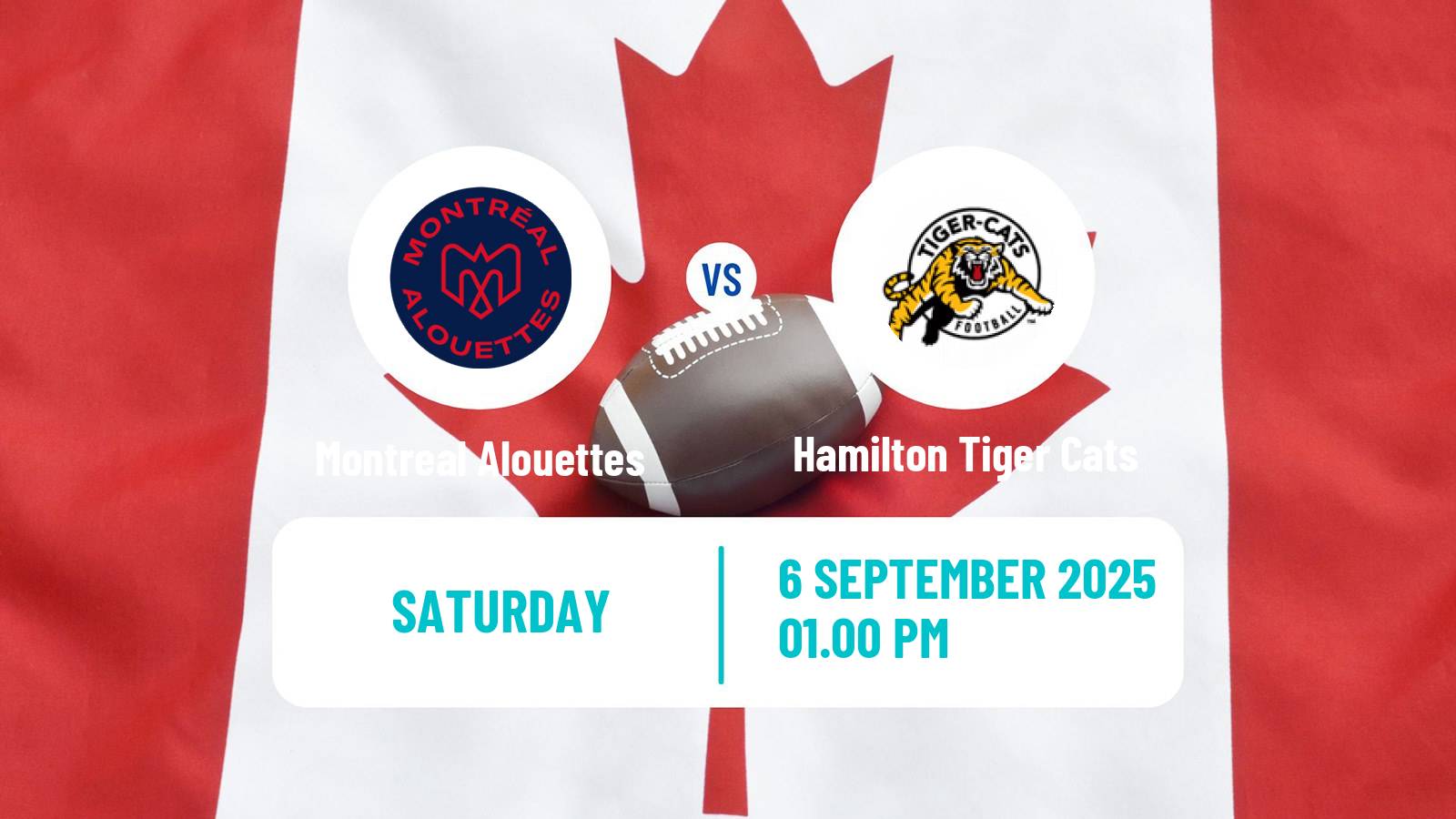 Canadian football CFL Montreal Alouettes - Hamilton Tiger Cats