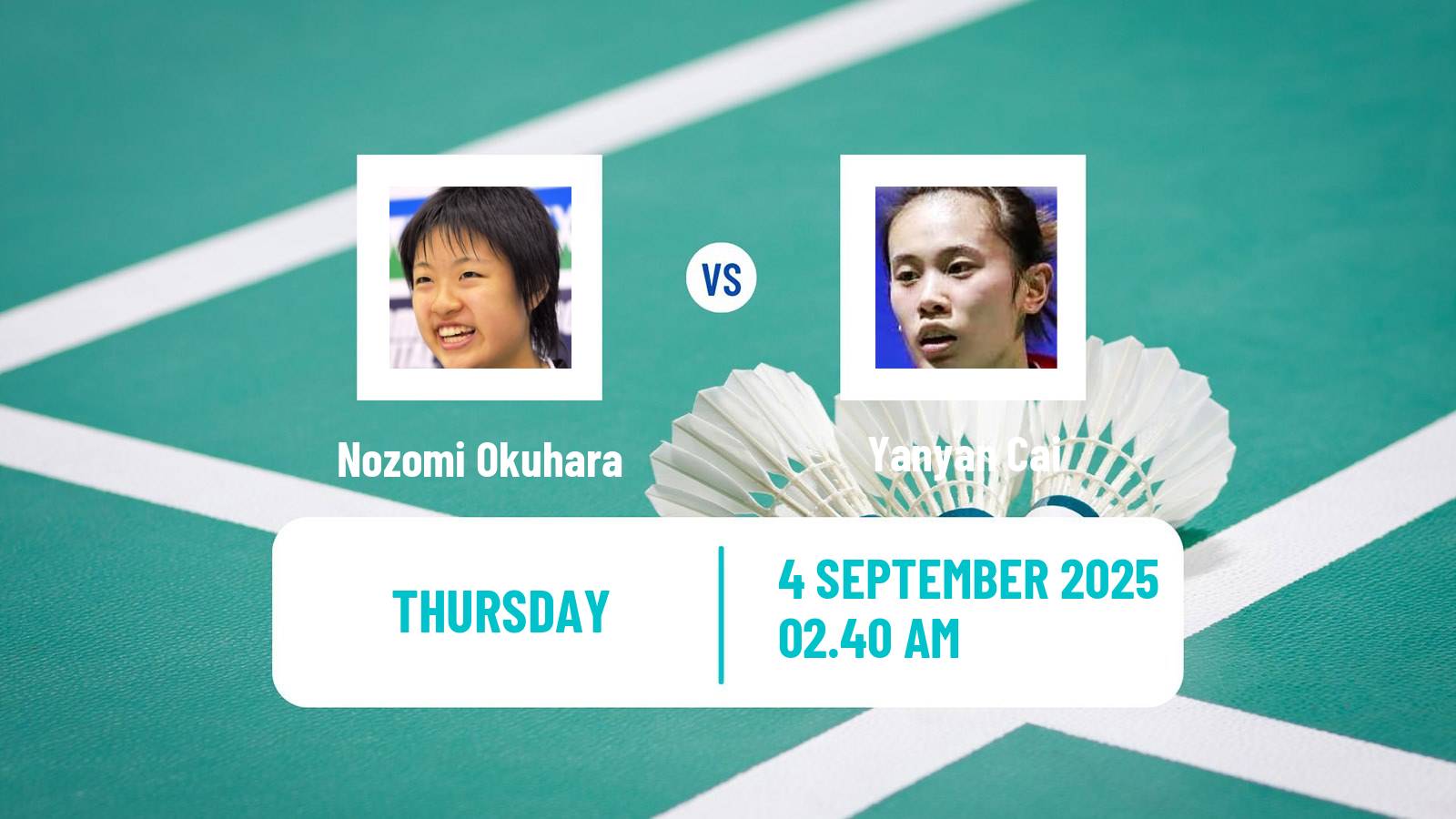 Badminton BWF World Tour China Masters 2 Women Nozomi Okuhara - Yanyan Cai