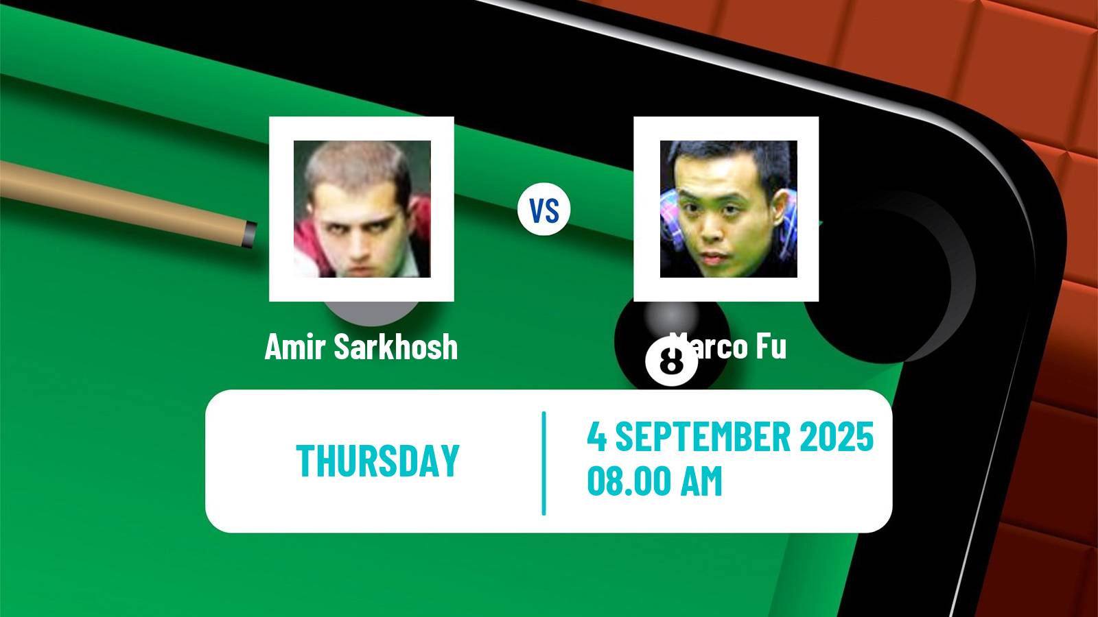 Snooker Northern Ireland Open Amir Sarkhosh - Marco Fu