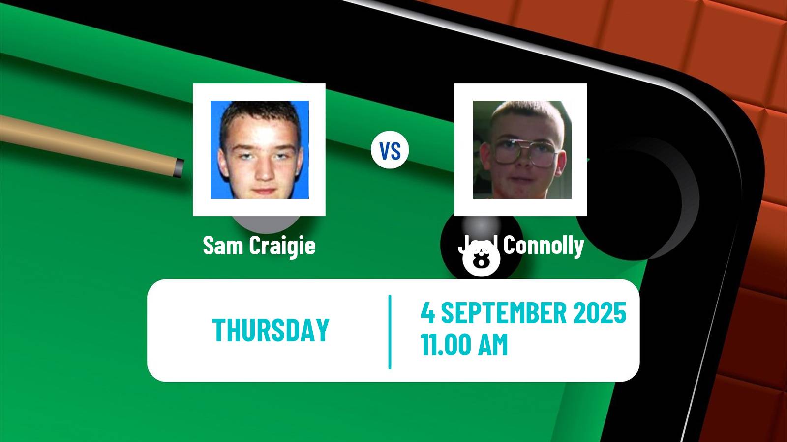 Snooker Northern Ireland Open Sam Craigie - Joel Connolly