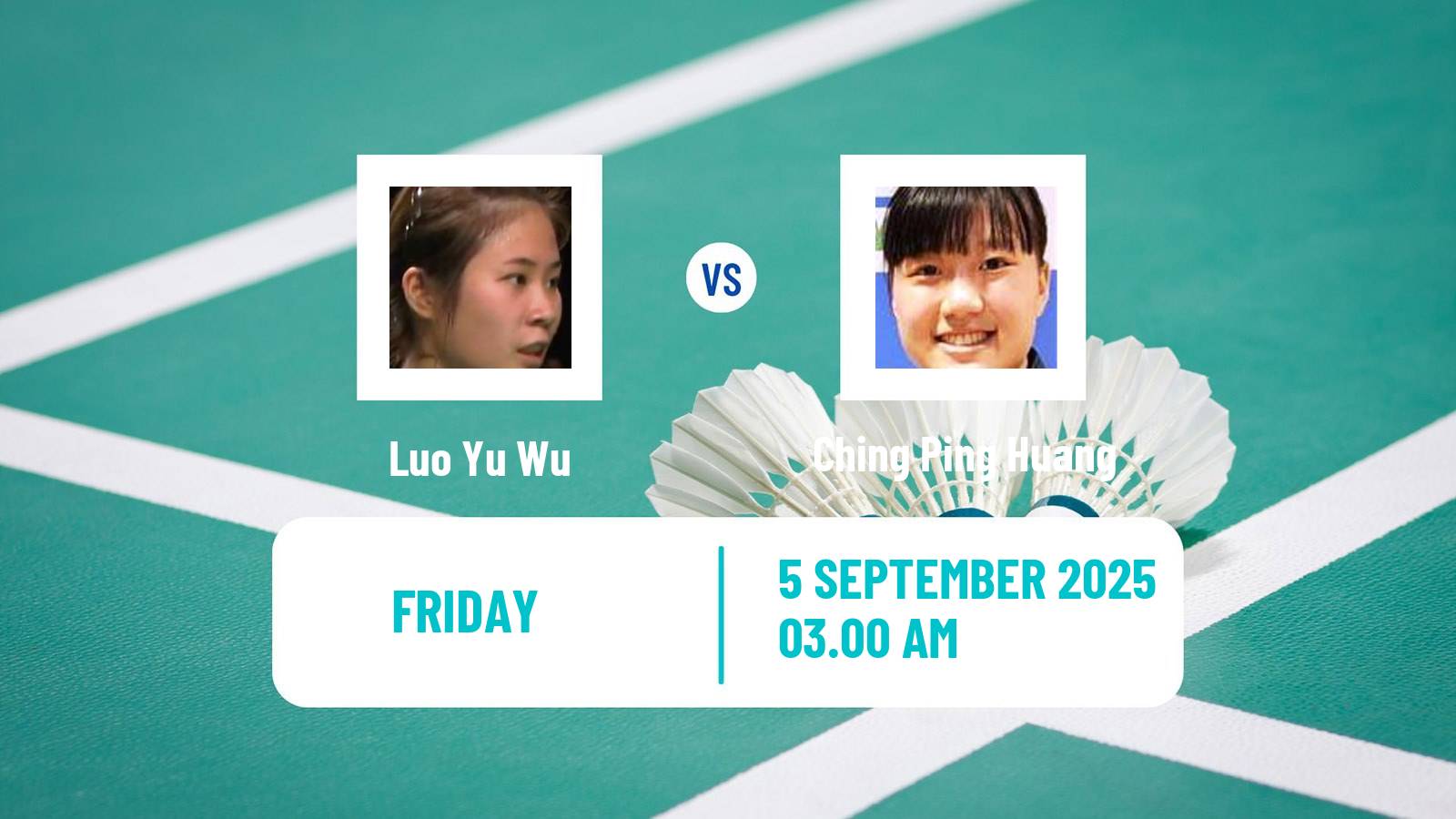 Badminton BWF World Tour China Masters 2 Women Luo Yu Wu - Ching Ping Huang