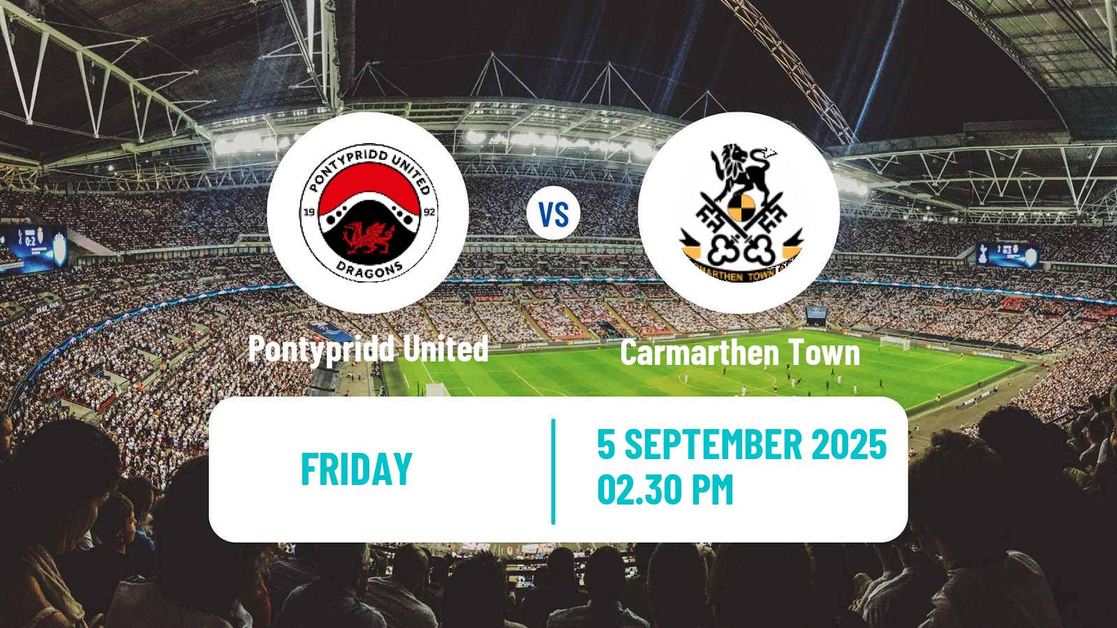Football Welsh Cymru South Pontypridd United - Carmarthen Town