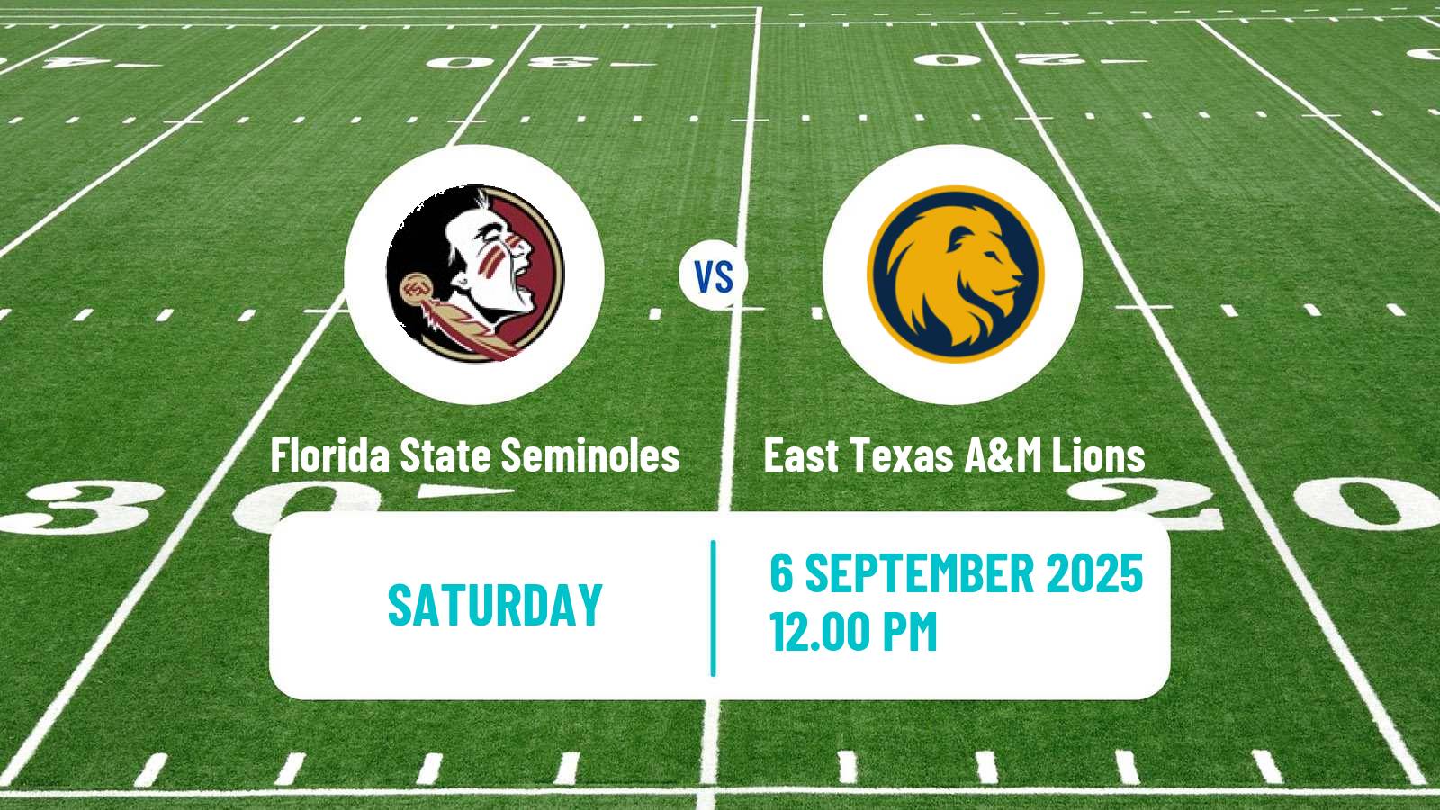 American football NCAA College Football Florida State Seminoles - East Texas A&M Lions