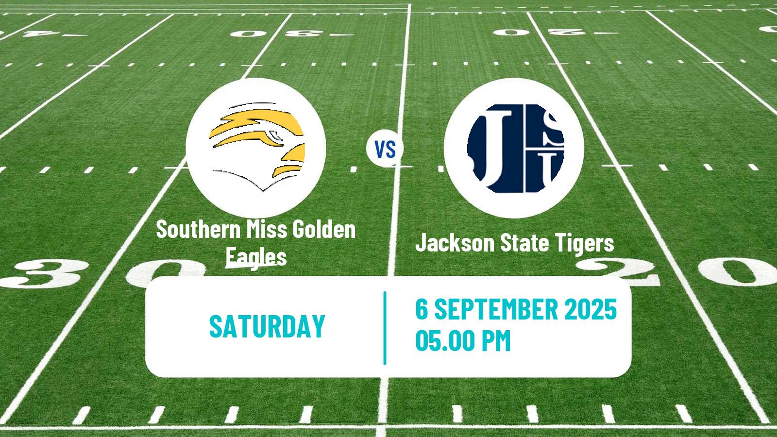 American football NCAA College Football Southern Miss Golden Eagles - Jackson State Tigers