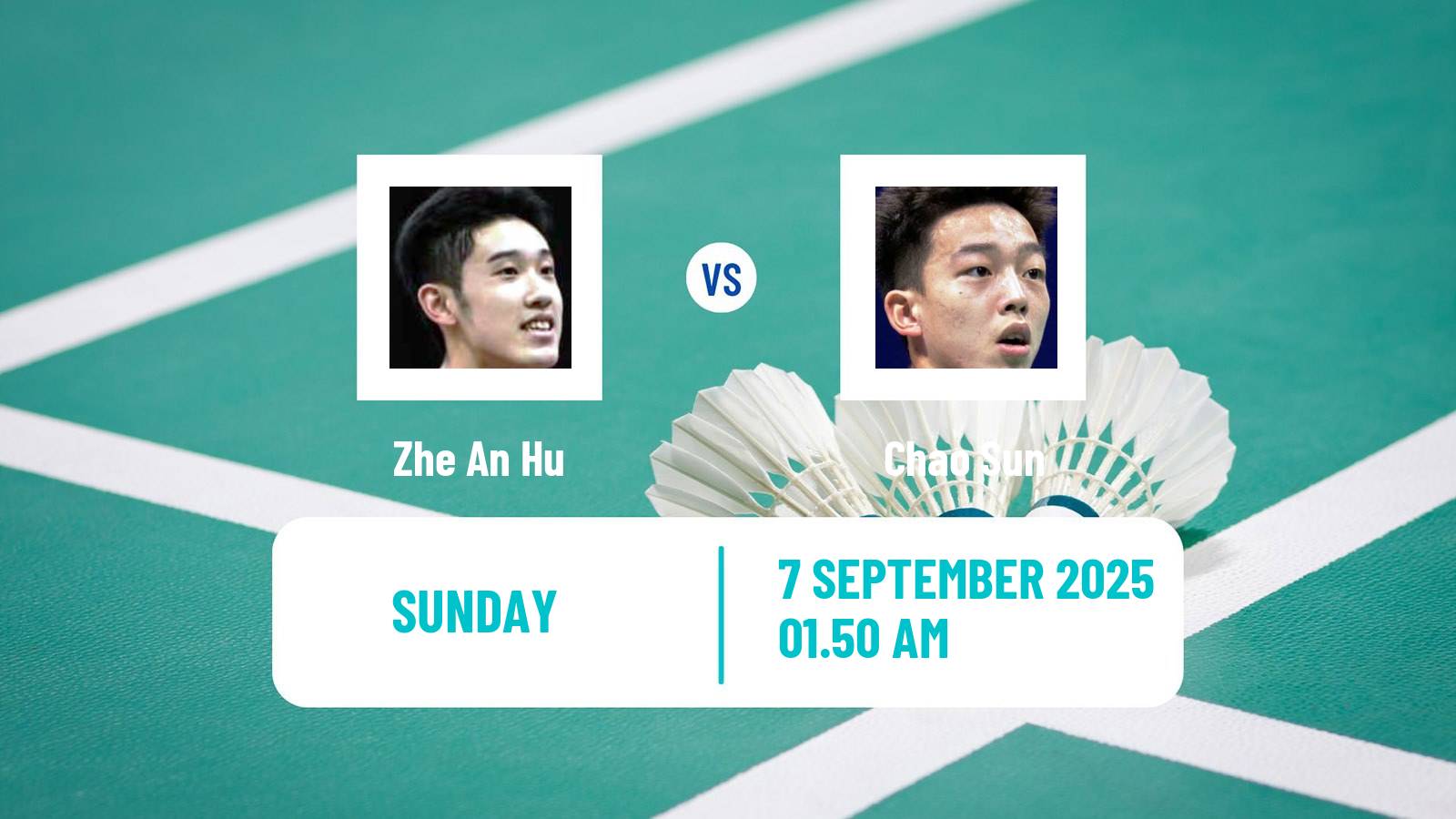 Badminton BWF World Tour China Masters 2 Men Zhe An Hu - Chao Sun