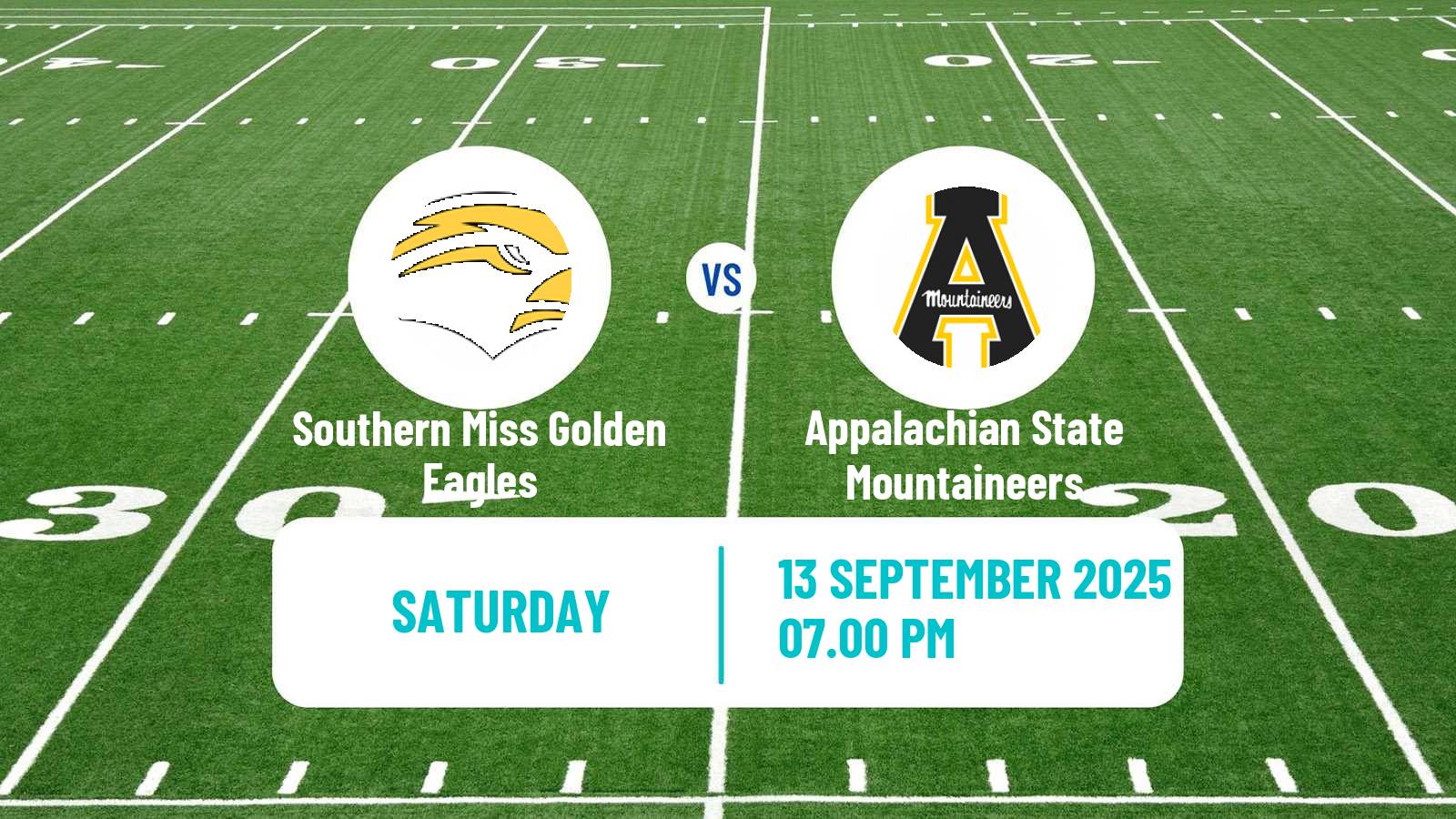 American football NCAA College Football Southern Miss Golden Eagles - Appalachian State Mountaineers