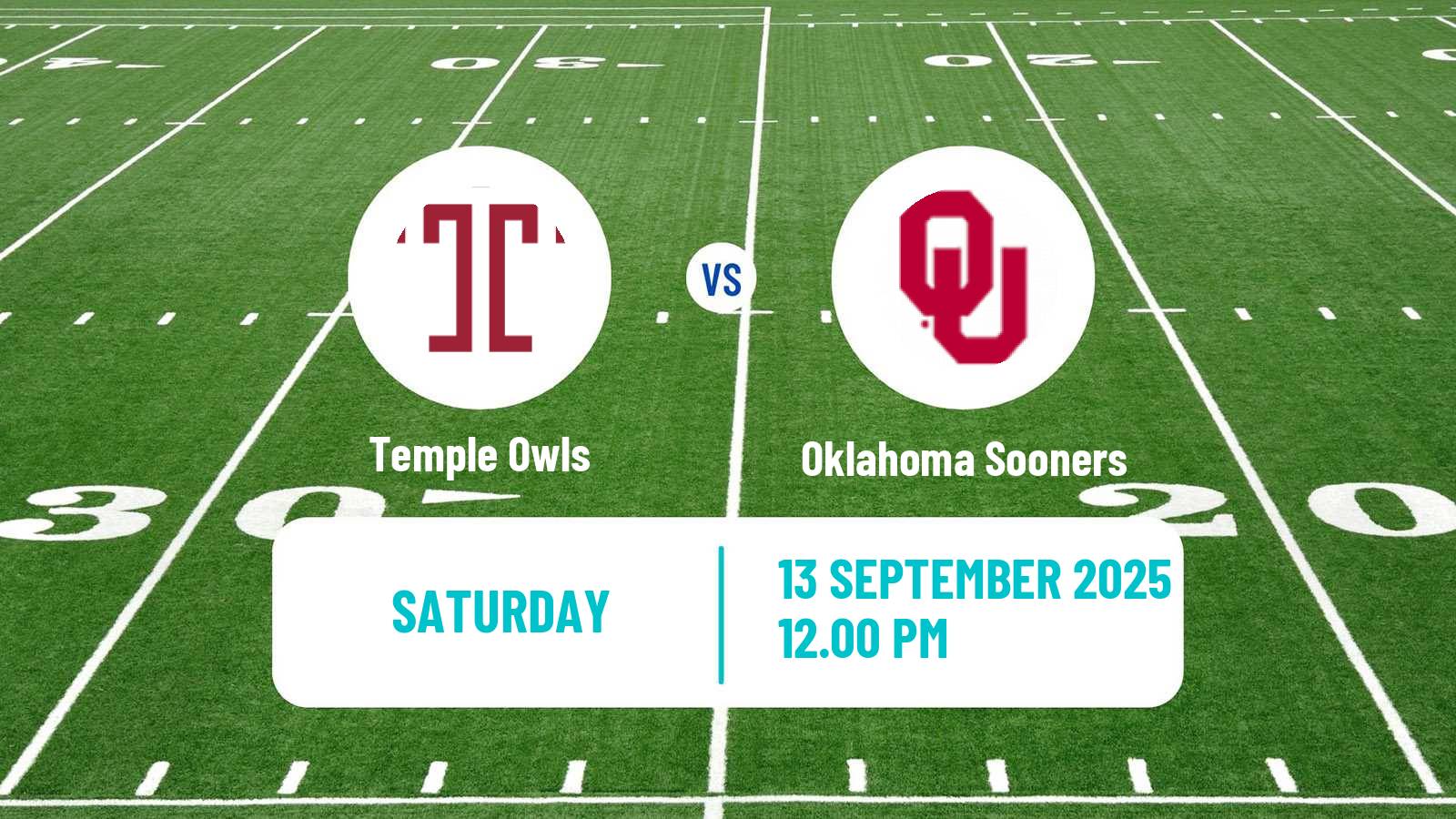 American football NCAA College Football Temple Owls - Oklahoma Sooners