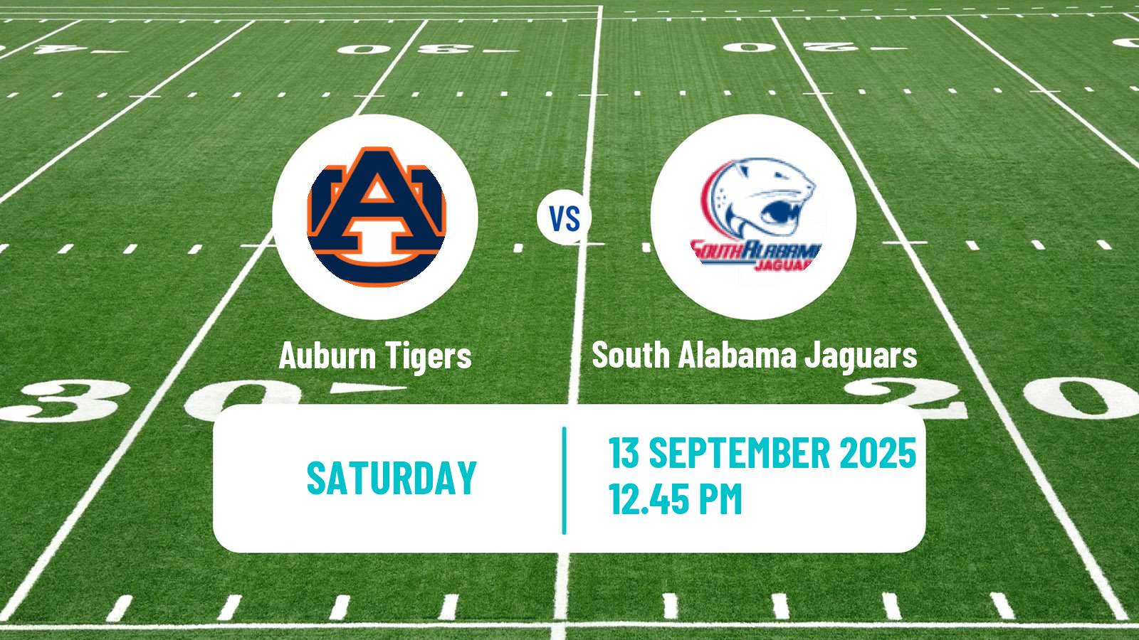 American football NCAA College Football Auburn Tigers - South Alabama Jaguars