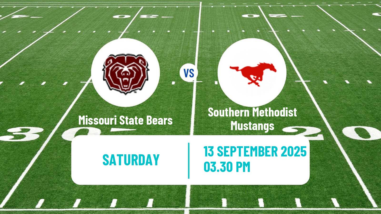 American football NCAA College Football Missouri State Bears - Southern Methodist Mustangs