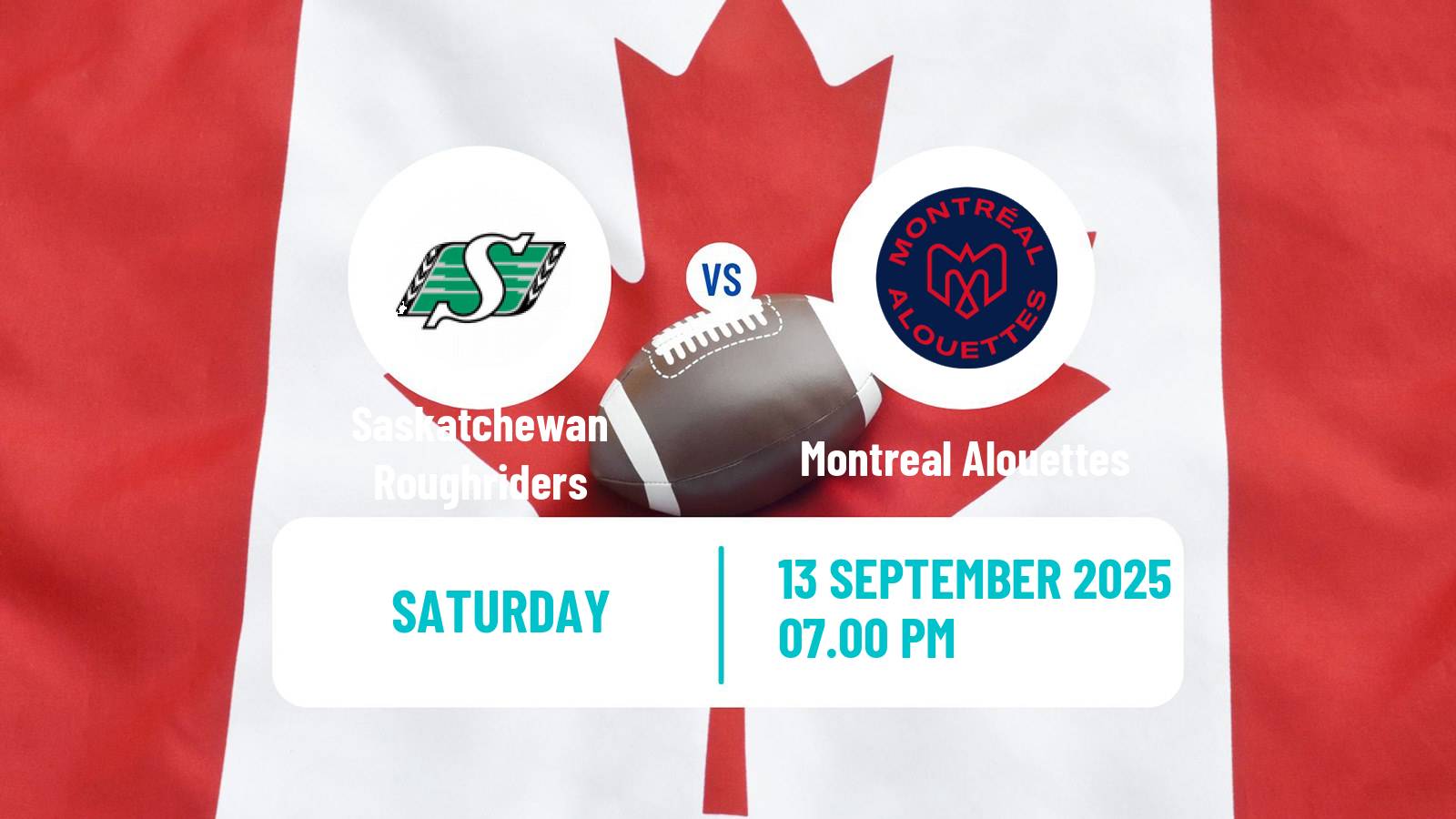 Canadian football CFL Saskatchewan Roughriders - Montreal Alouettes