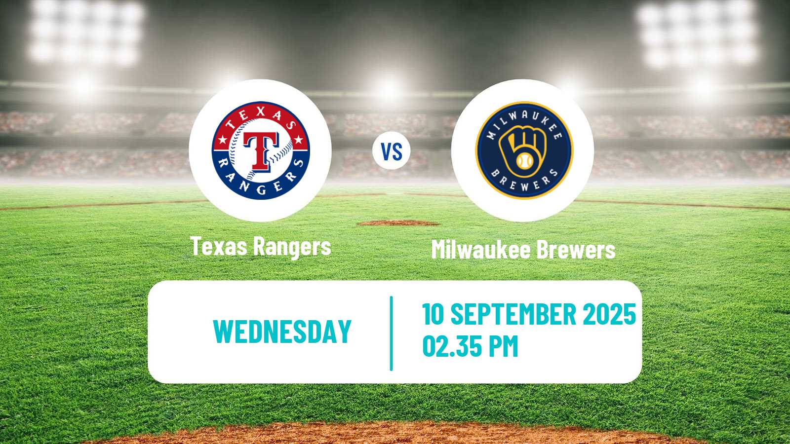 Baseball MLB Texas Rangers - Milwaukee Brewers