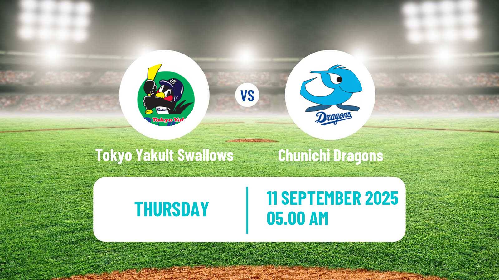 Baseball NPB Tokyo Yakult Swallows - Chunichi Dragons