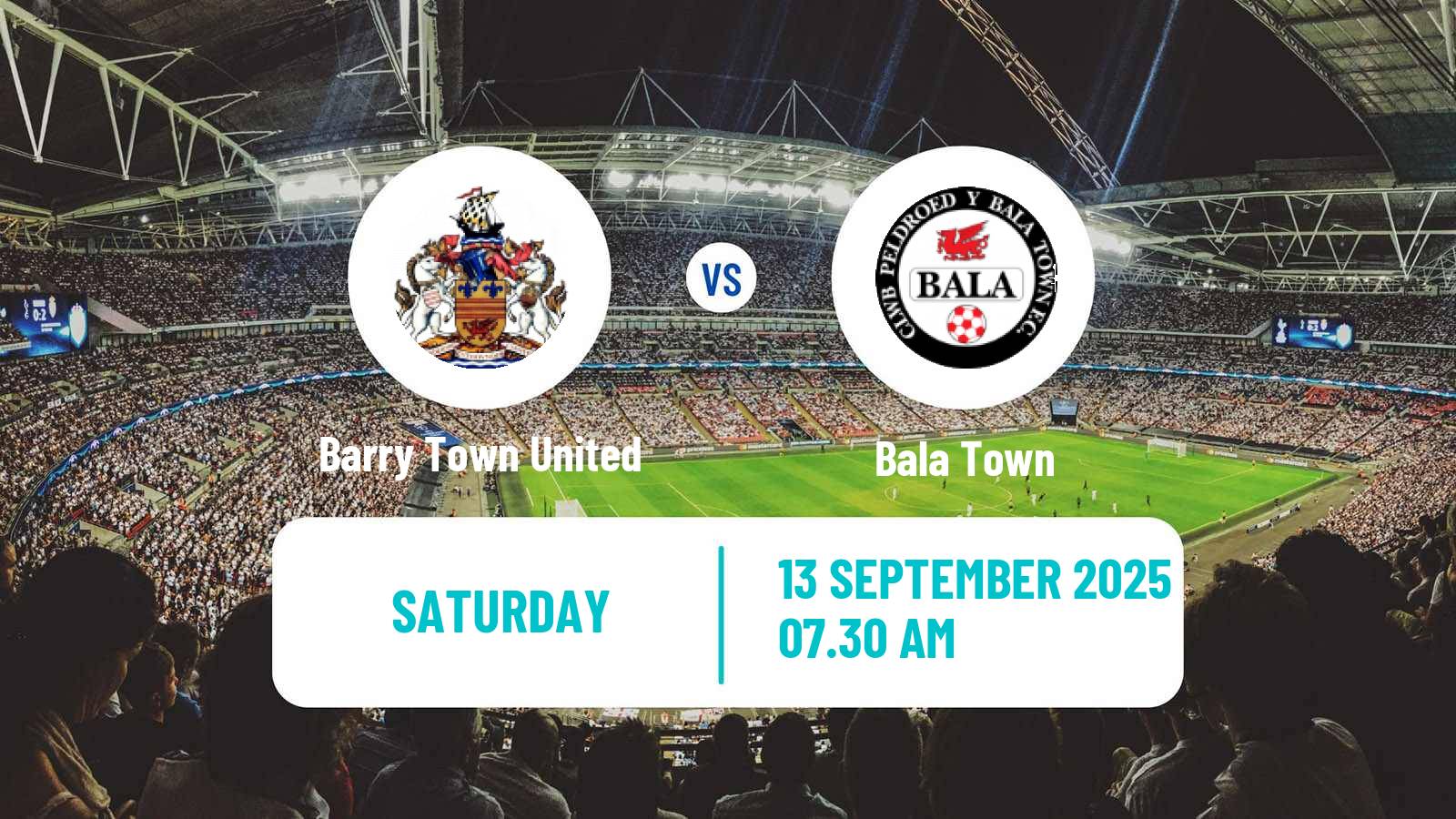 Football Welsh Cymru Premier Barry Town United - Bala Town