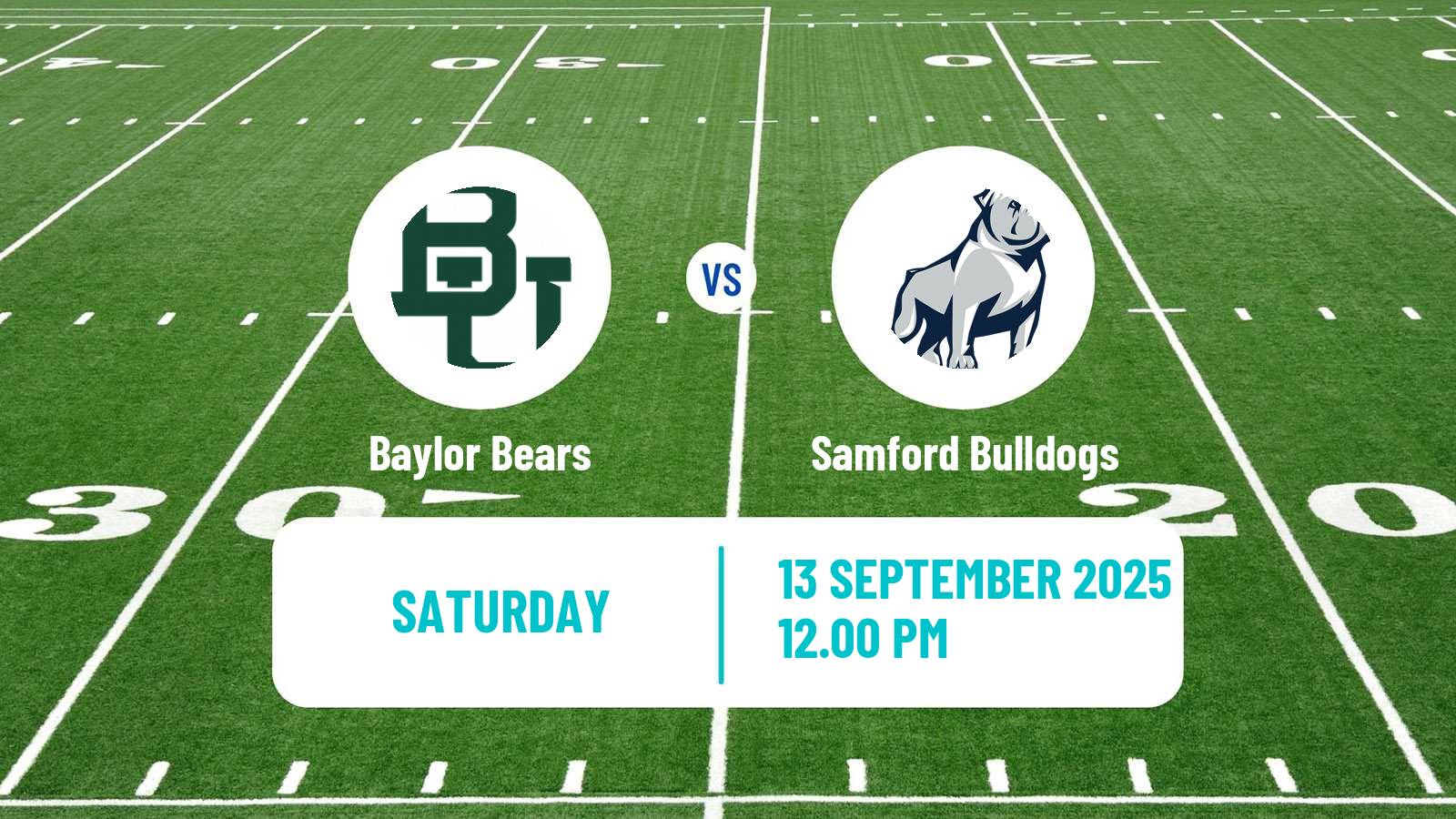 American football NCAA College Football Baylor Bears - Samford Bulldogs