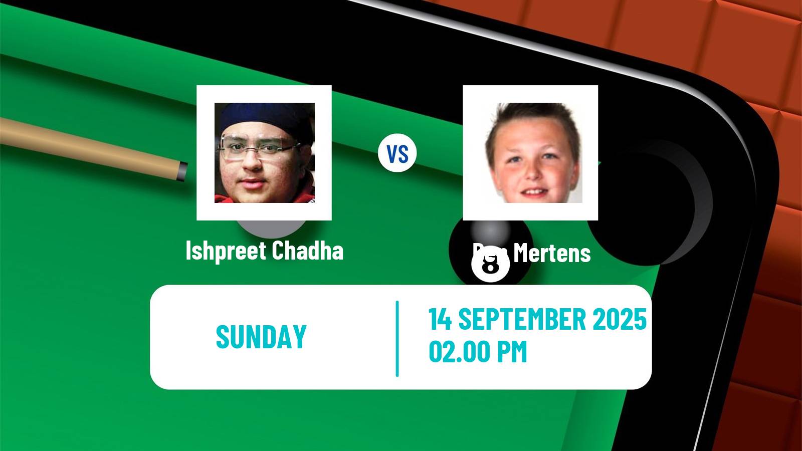 Snooker English Open Ishpreet Chadha - Ben Mertens