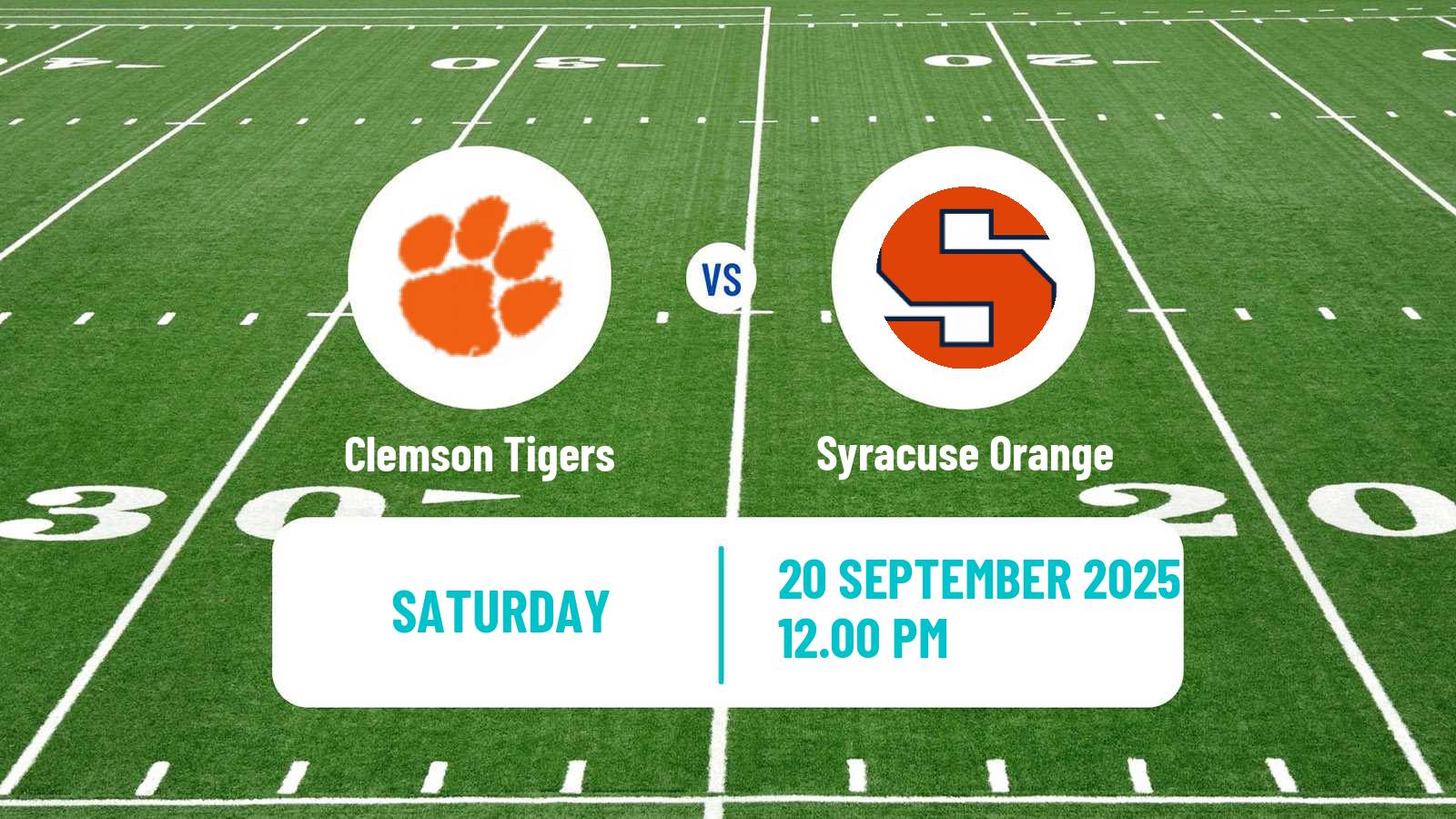 American football NCAA College Football Clemson Tigers - Syracuse Orange