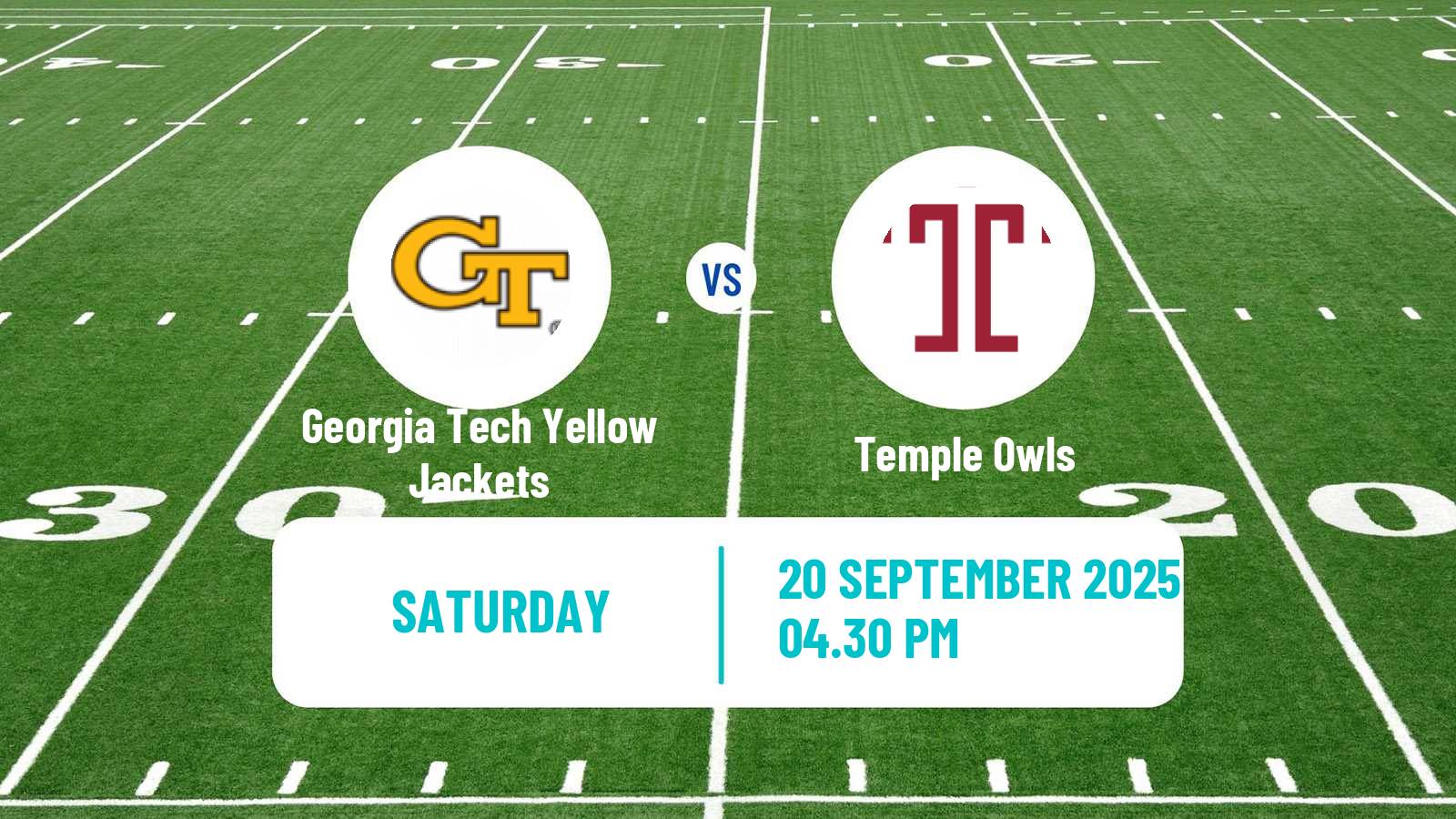 American football NCAA College Football Georgia Tech Yellow Jackets - Temple Owls