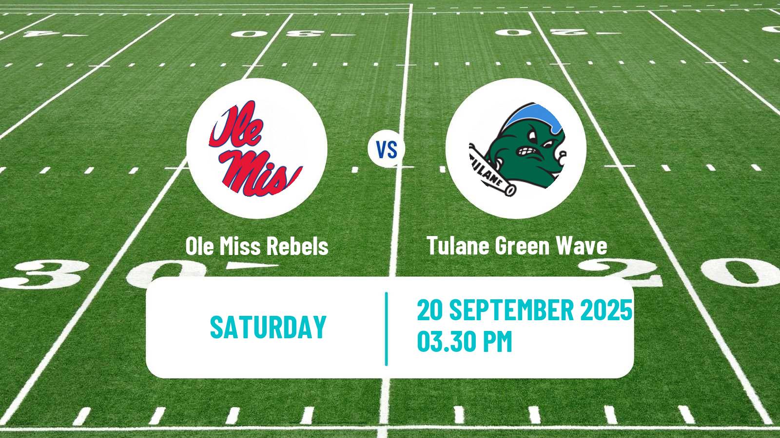 American football NCAA College Football Ole Miss Rebels - Tulane Green Wave