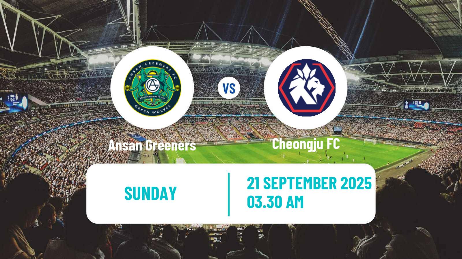 Football South Korean K-League 2 Ansan Greeners - Cheongju