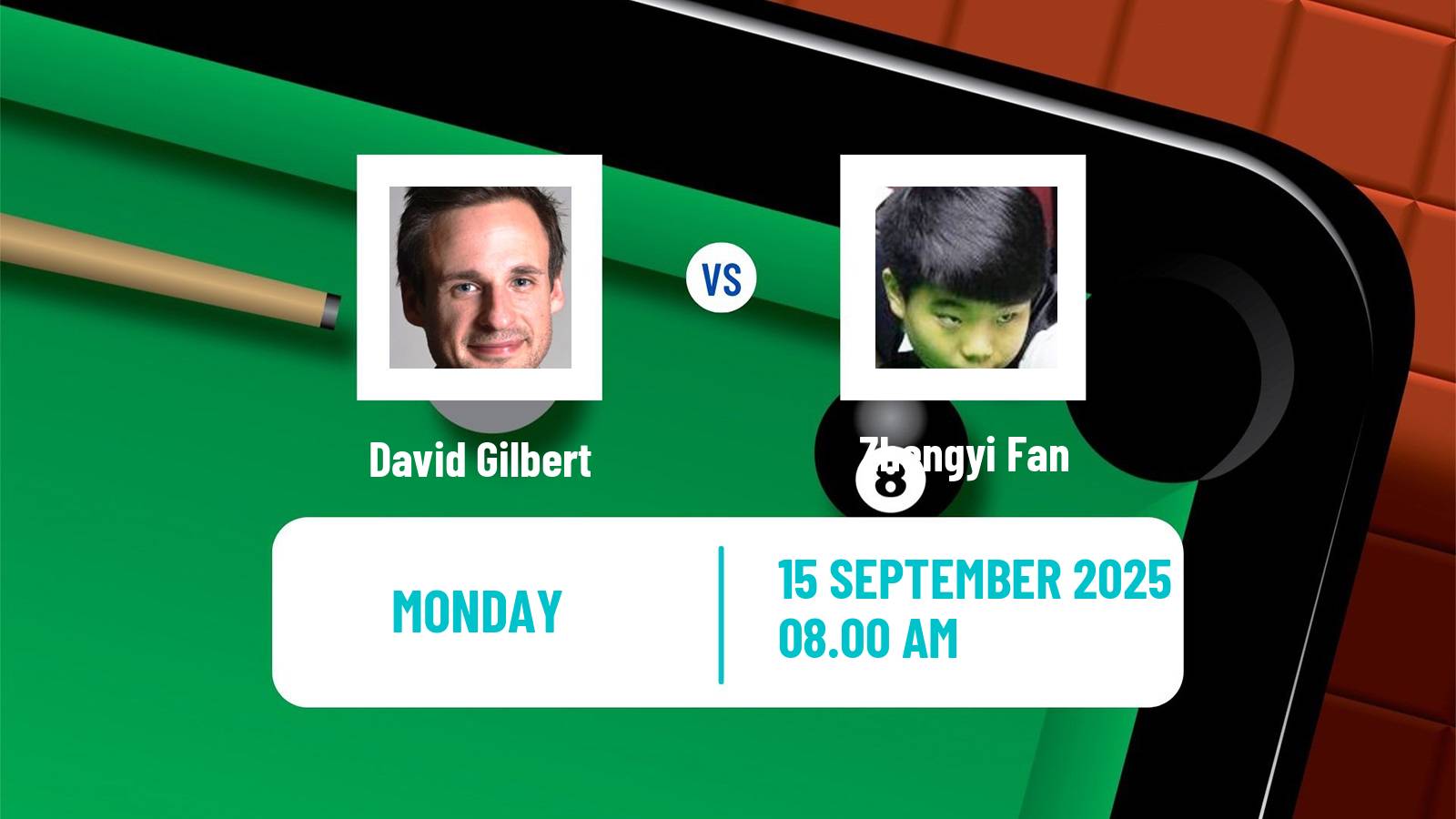 Snooker English Open David Gilbert - Zhengyi Fan