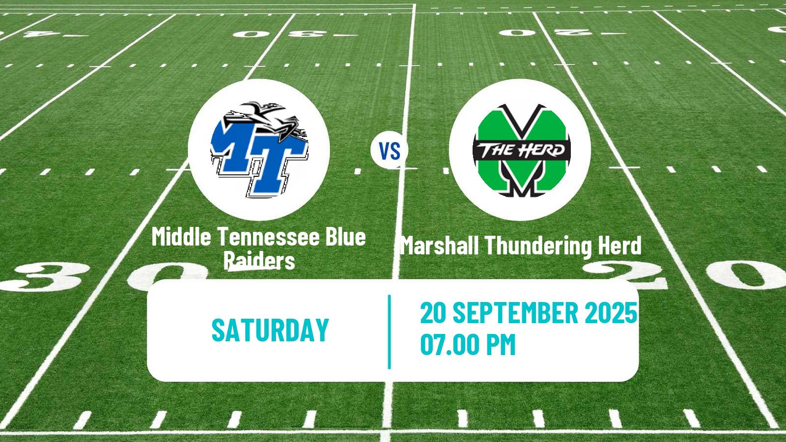 American football NCAA College Football Middle Tennessee Blue Raiders - Marshall Thundering Herd
