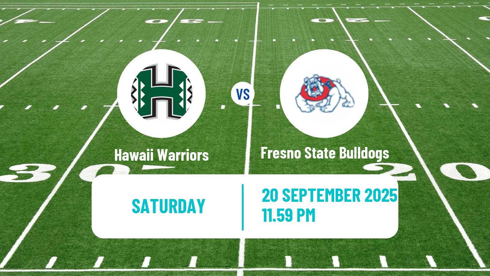 American football NCAA College Football Hawaii Warriors - Fresno State Bulldogs