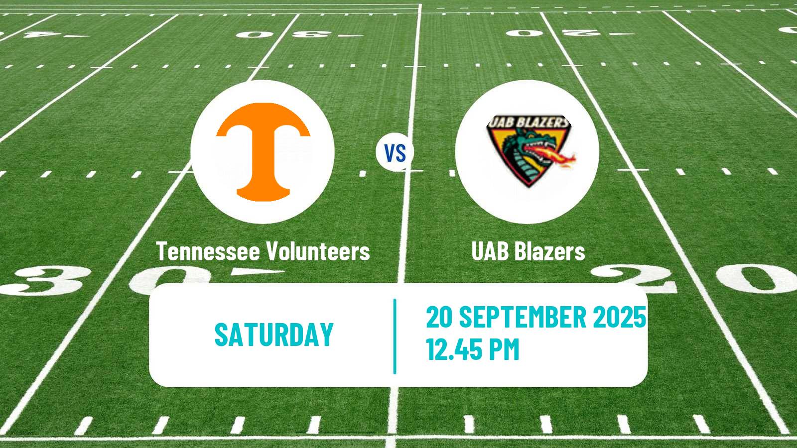 American football NCAA College Football Tennessee Volunteers - UAB Blazers