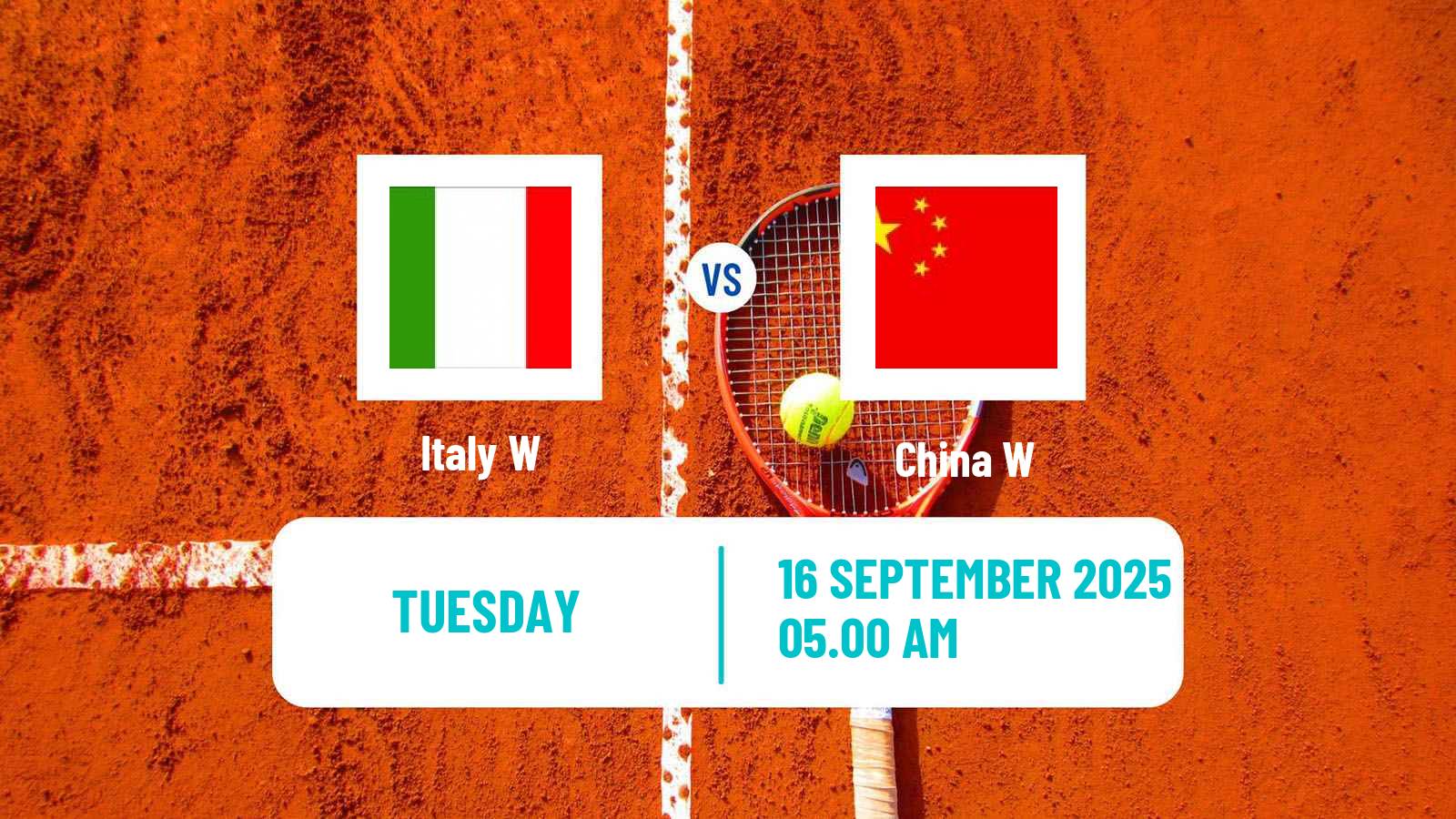 Tennis WTA Billie Jean King Cup World Group Teams Italy W - China W