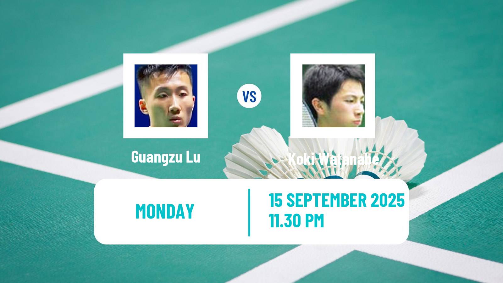 Badminton BWF World Tour China Masters 3 Men Guangzu Lu - Koki Watanabe
