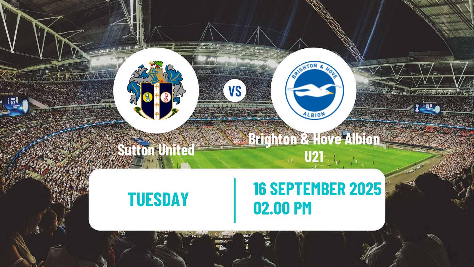 Football English National League Cup Sutton United - Brighton & Hove Albion U21