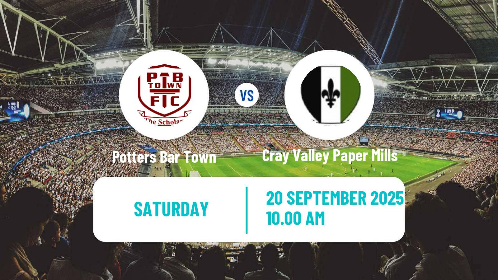 Football English Isthmian League Premier Division Potters Bar Town - Cray Valley Paper Mills