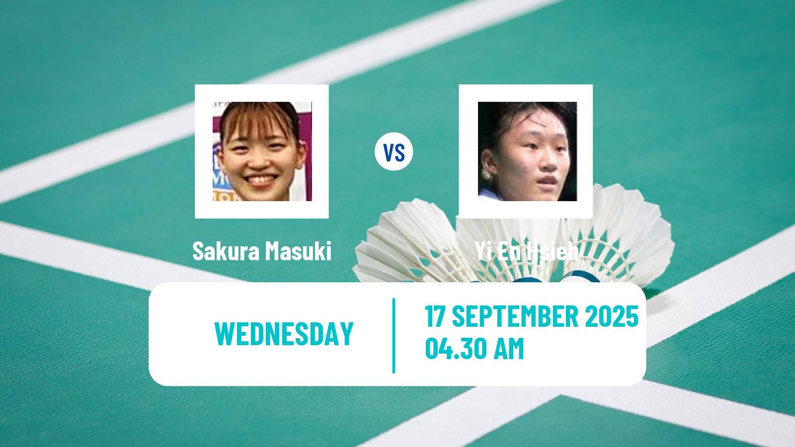 Badminton BWF World Tour Indonesia Masters 2 Women Sakura Masuki - Yi En Hsieh